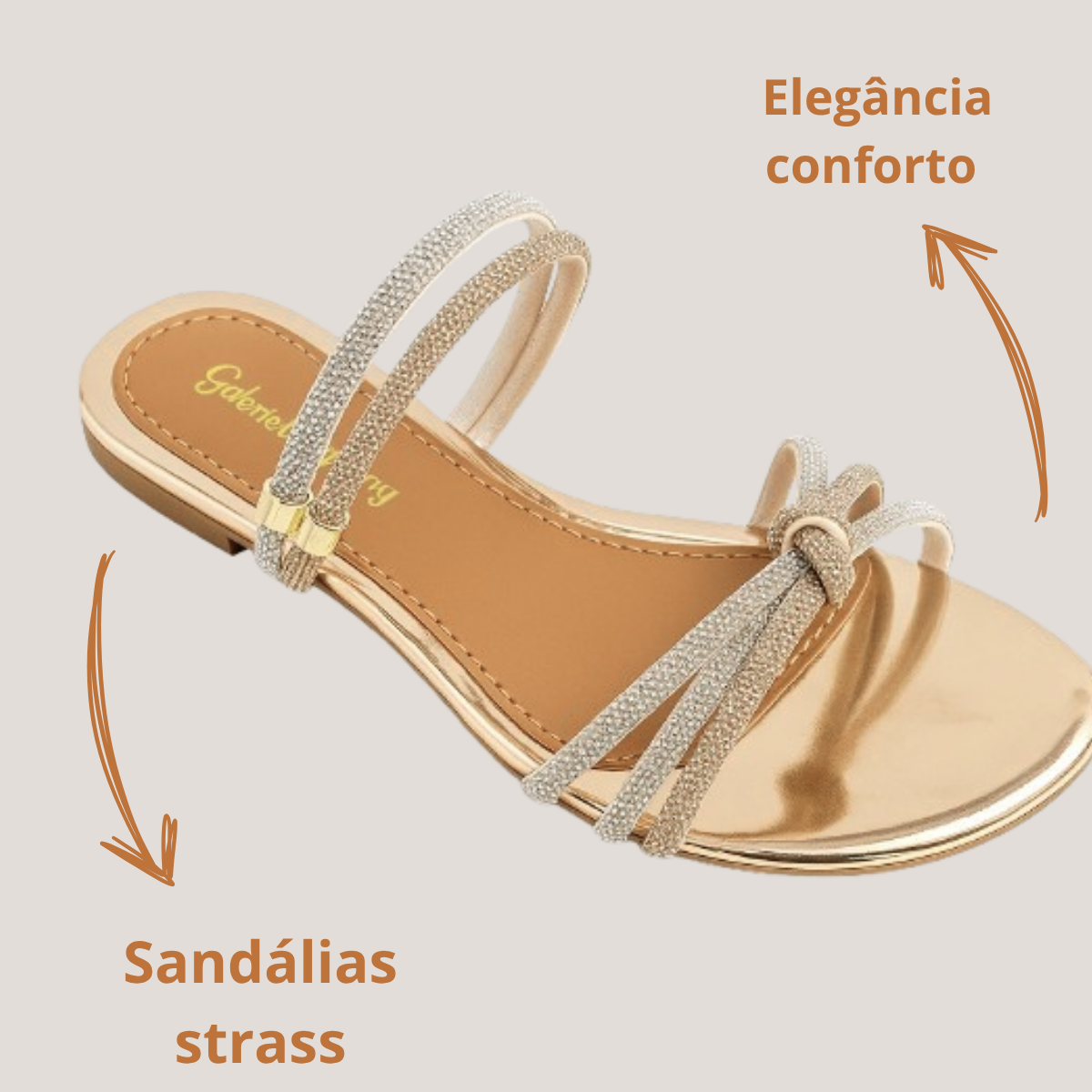 Sandália Rasteira Feminina Bronze 