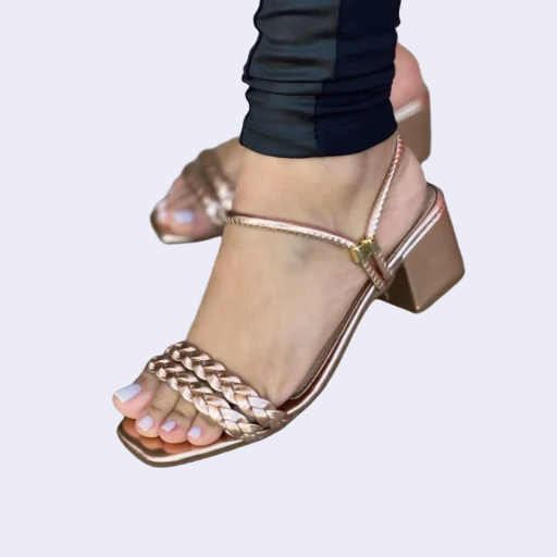 Sandália de Salto Quadrado Feminina 