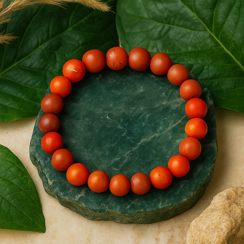 Red Agate Bead Bracelet