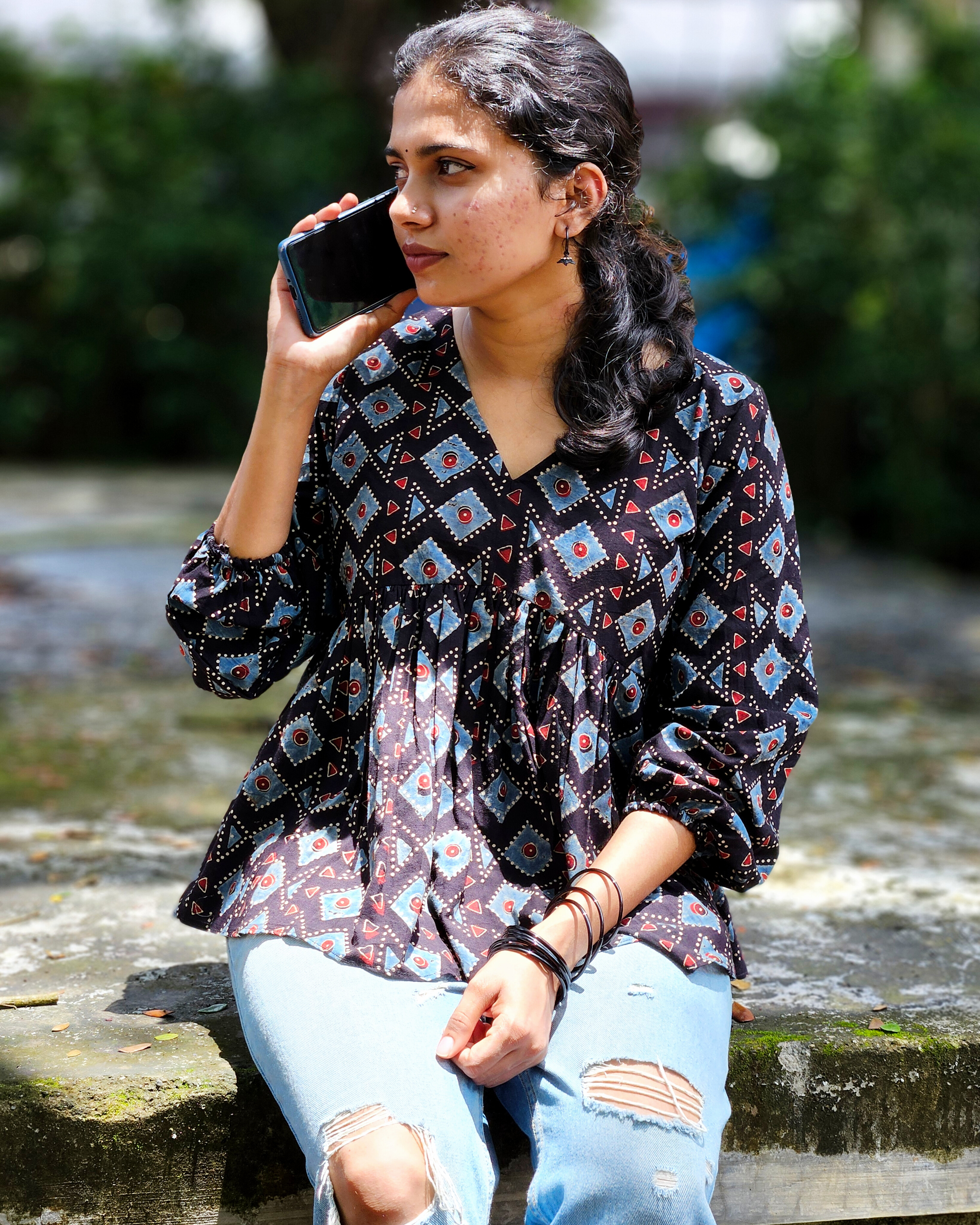 Ajrakh Charm Short Top