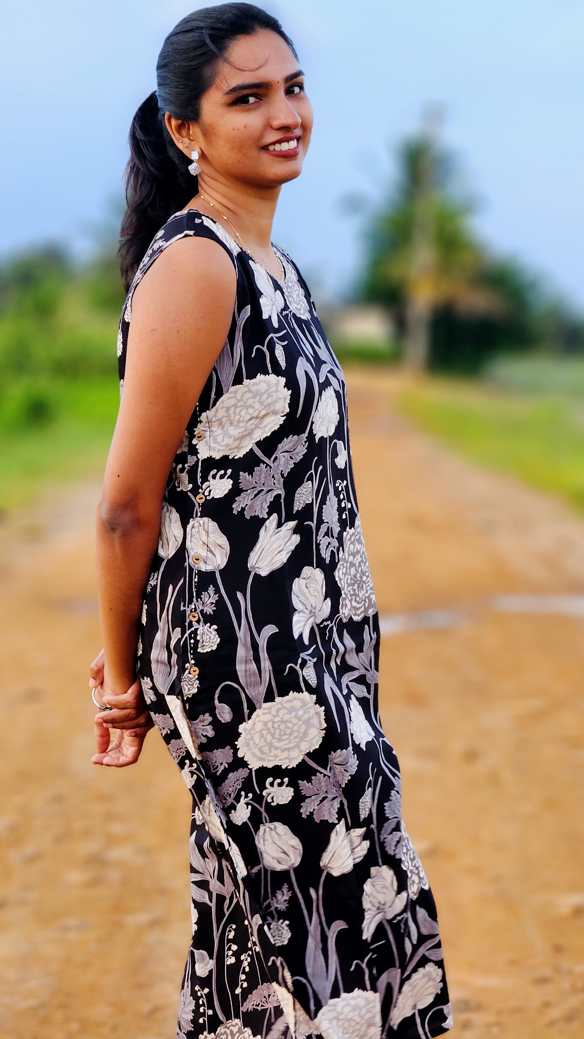 Floral Print Sleeveless Coord Set- Half Sleeve attached