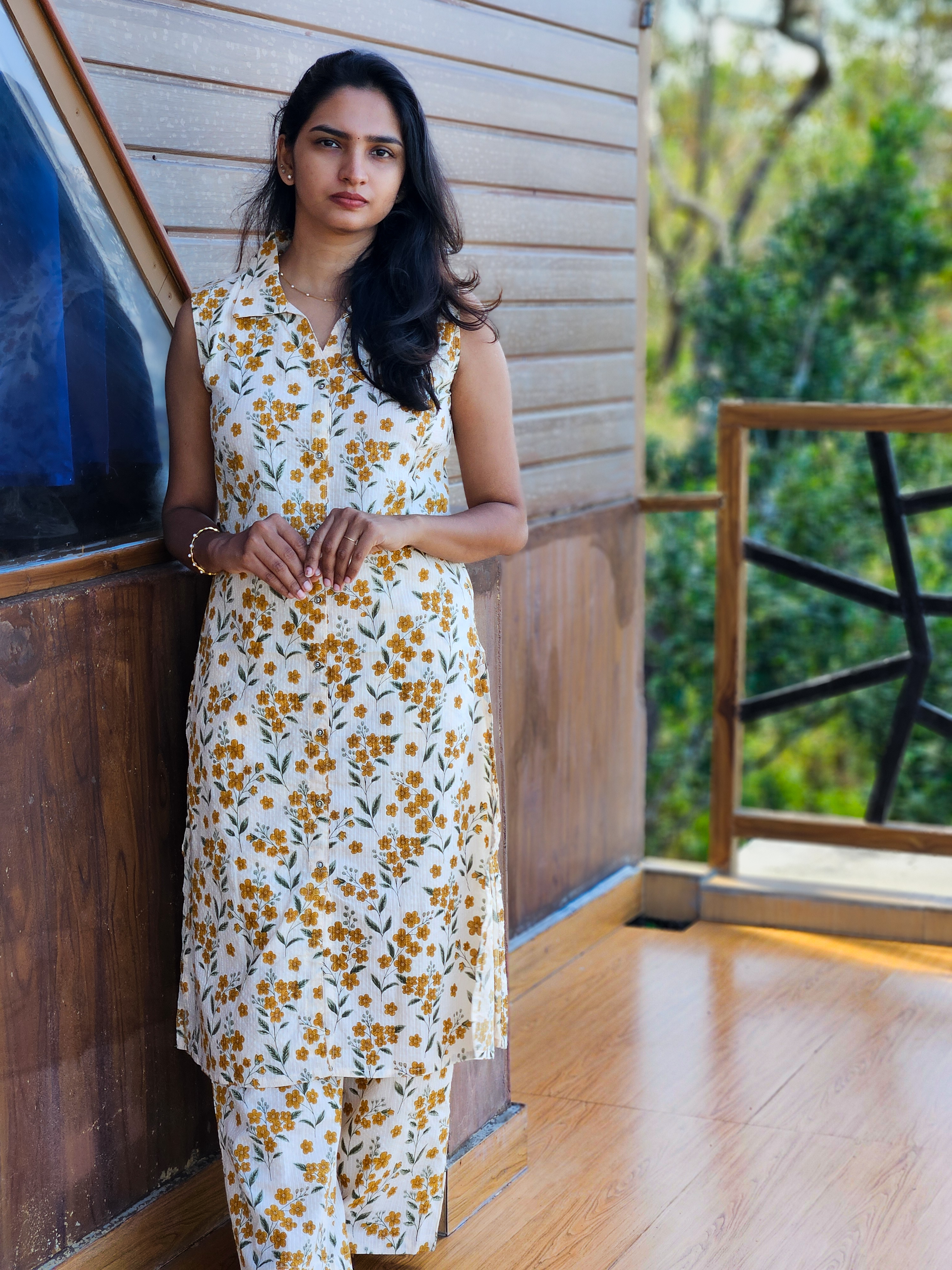 Peach Kantha Bloom Coord set