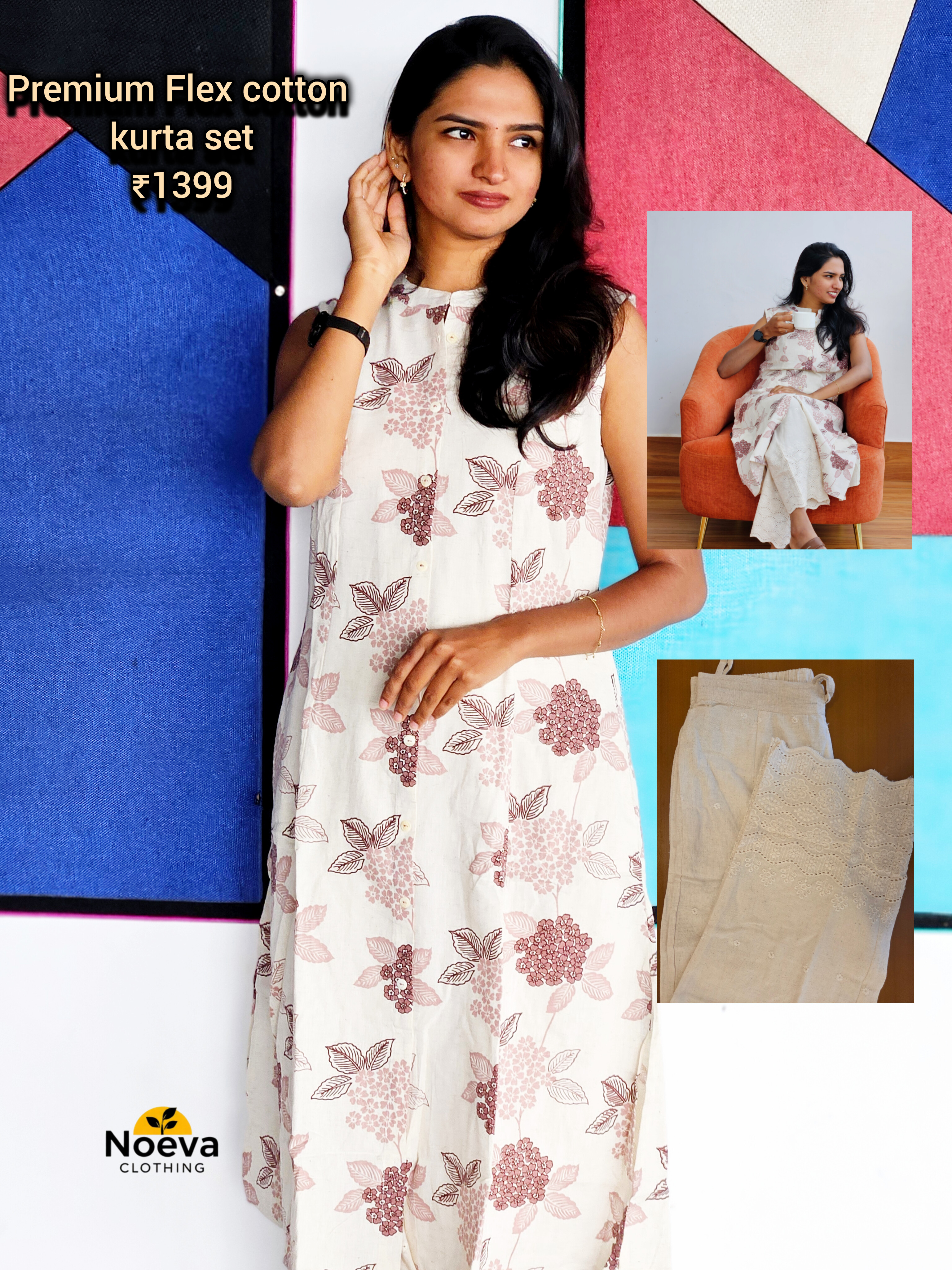 Mauve floral kurti set