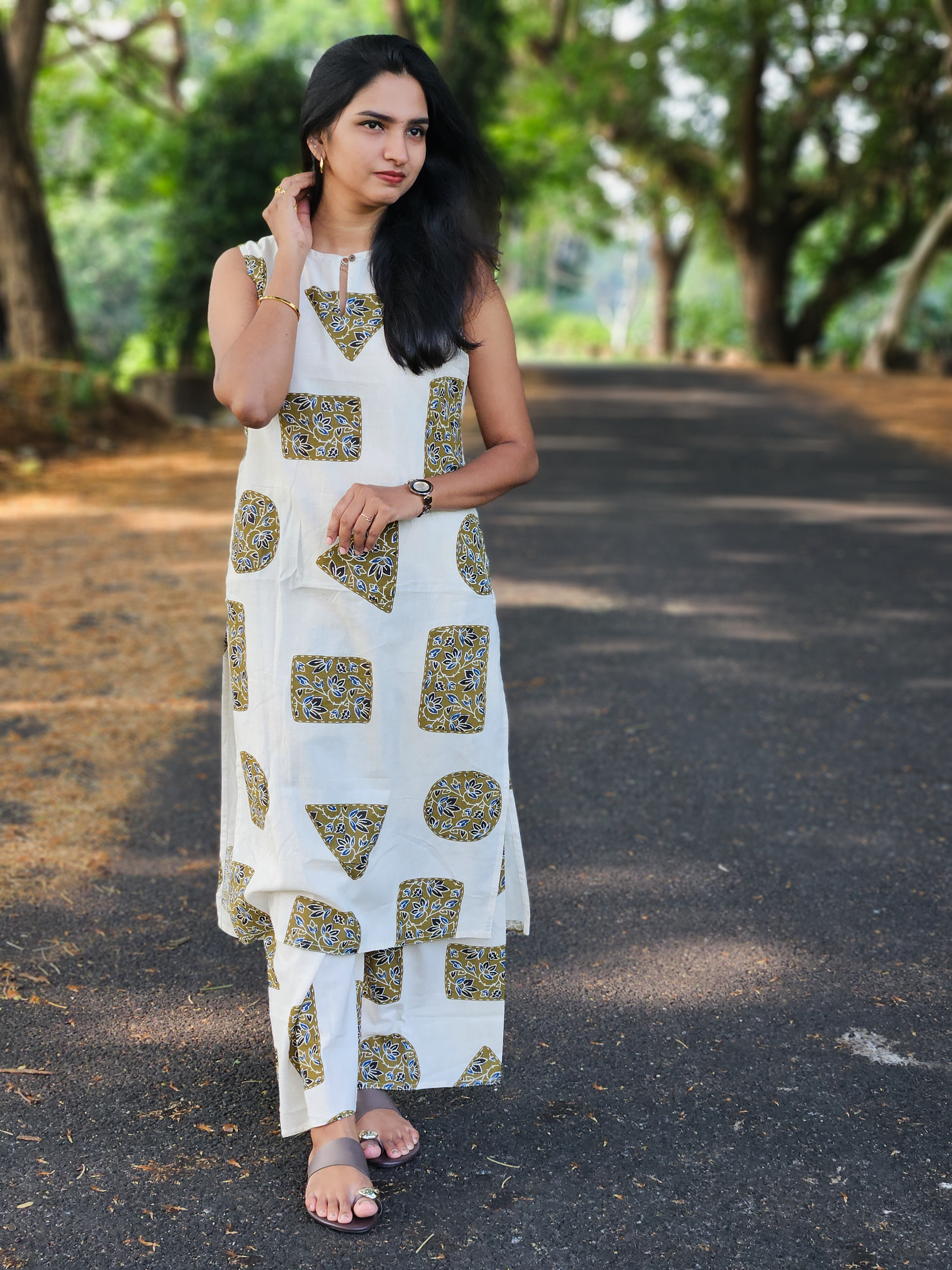 Cotton Flex Set Offwhite Geometric