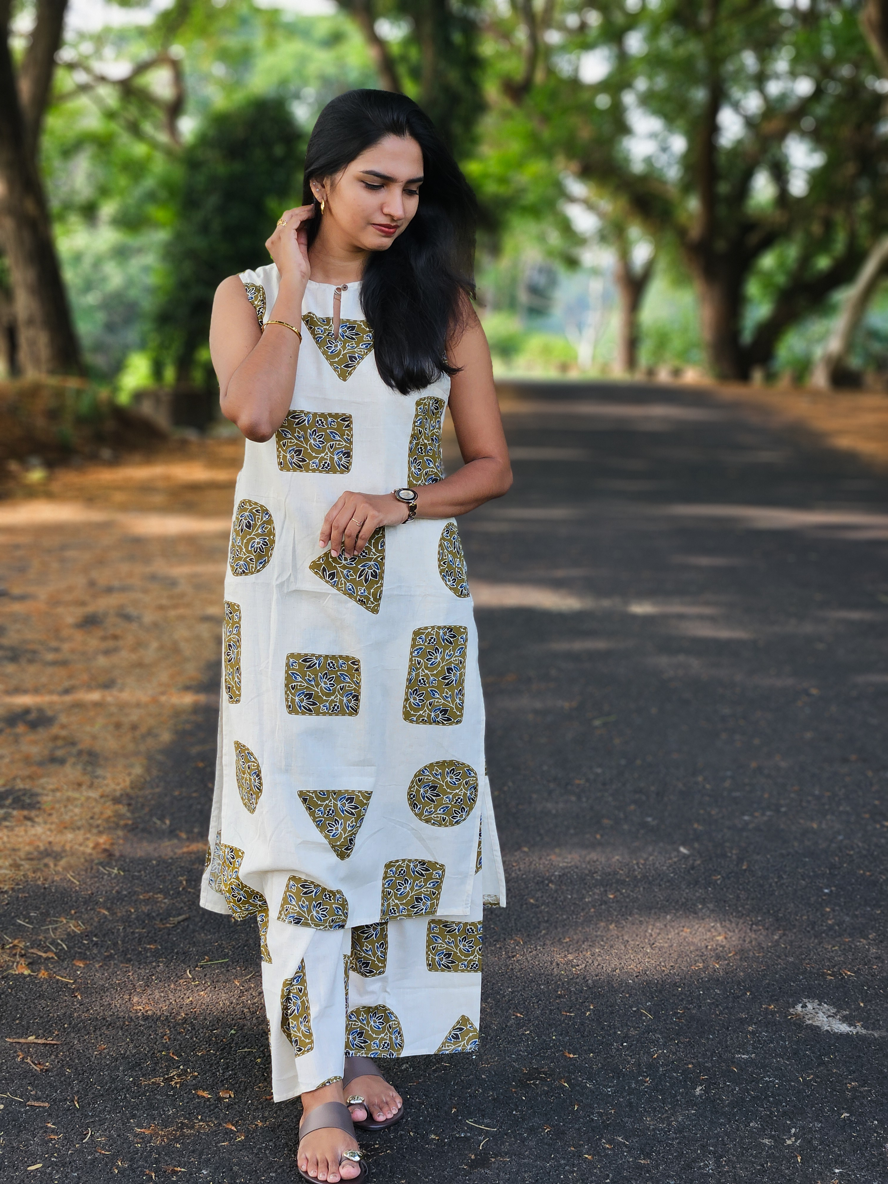 Cotton Flex Set Offwhite Geometric