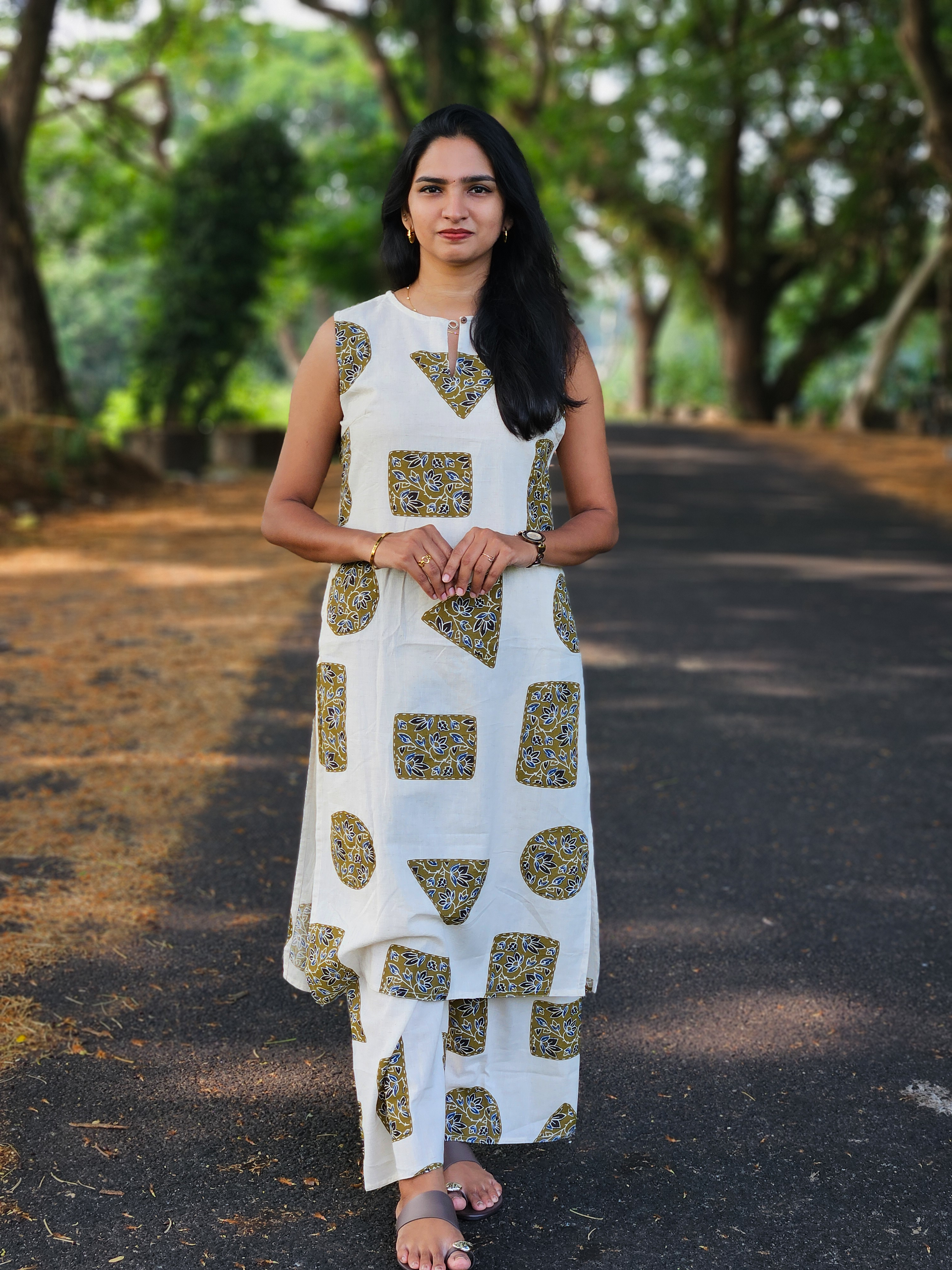 Cotton Flex Set Offwhite Geometric