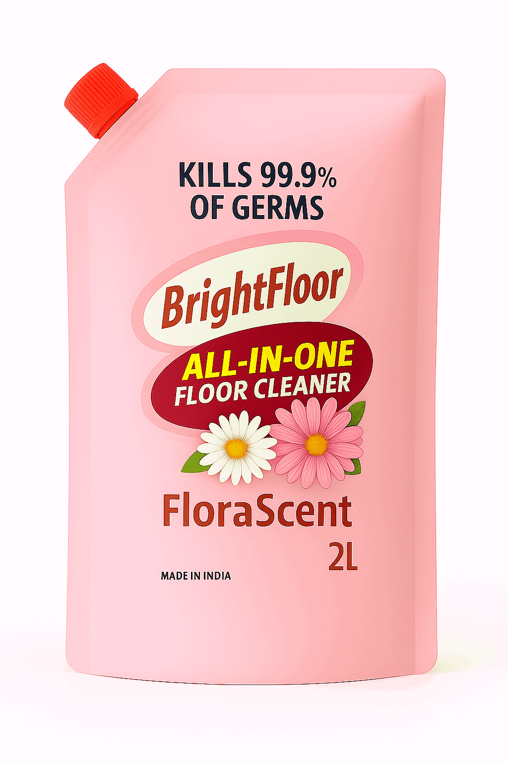 BrightFloor® All-in-One Premium Floor Cleaner – FloraScent | 2L Refill Pouch