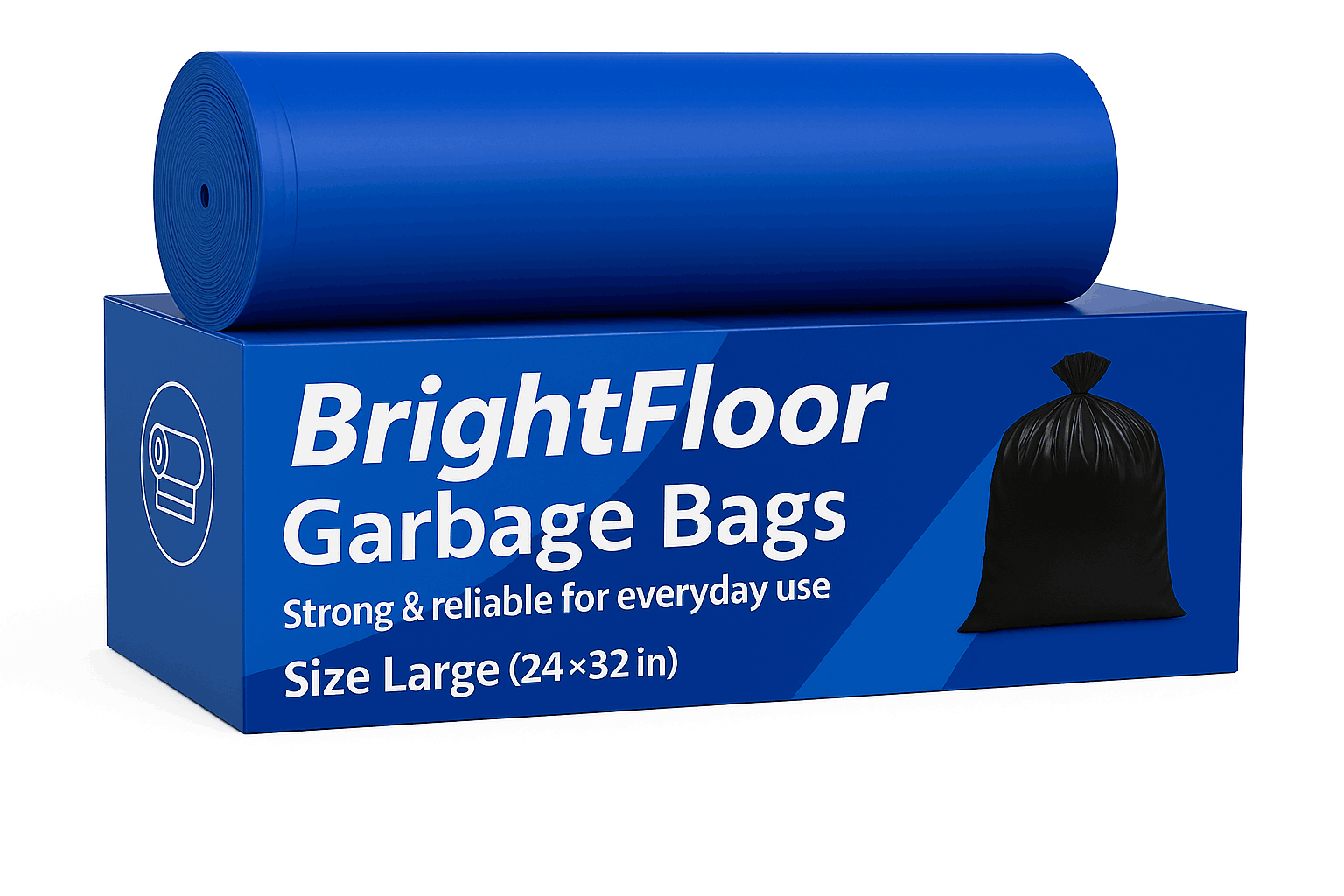 Bright Floor Heavy Duty Garbage Bags – Large Size (24x32in) | Extra Strong, Tear-Resistant | Blue Plastic Roll | Ideal for Home & Business Use