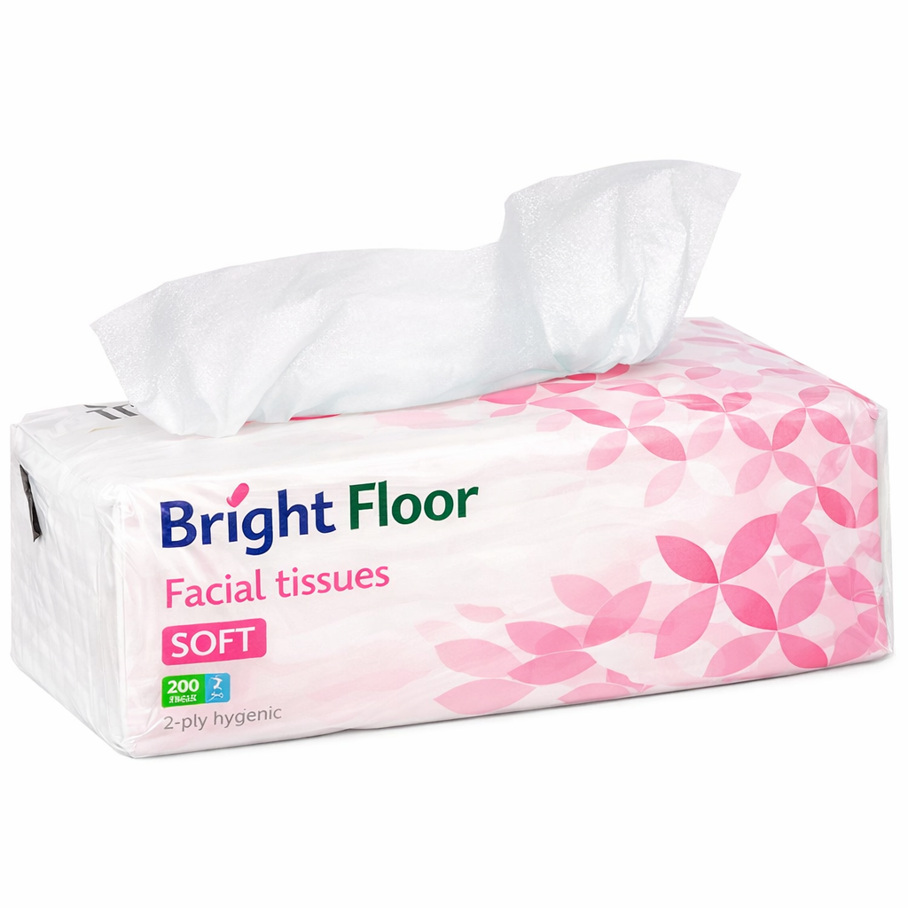 Bright Floor Facial Tissues – Pack of 3 (200 Sheets Each)