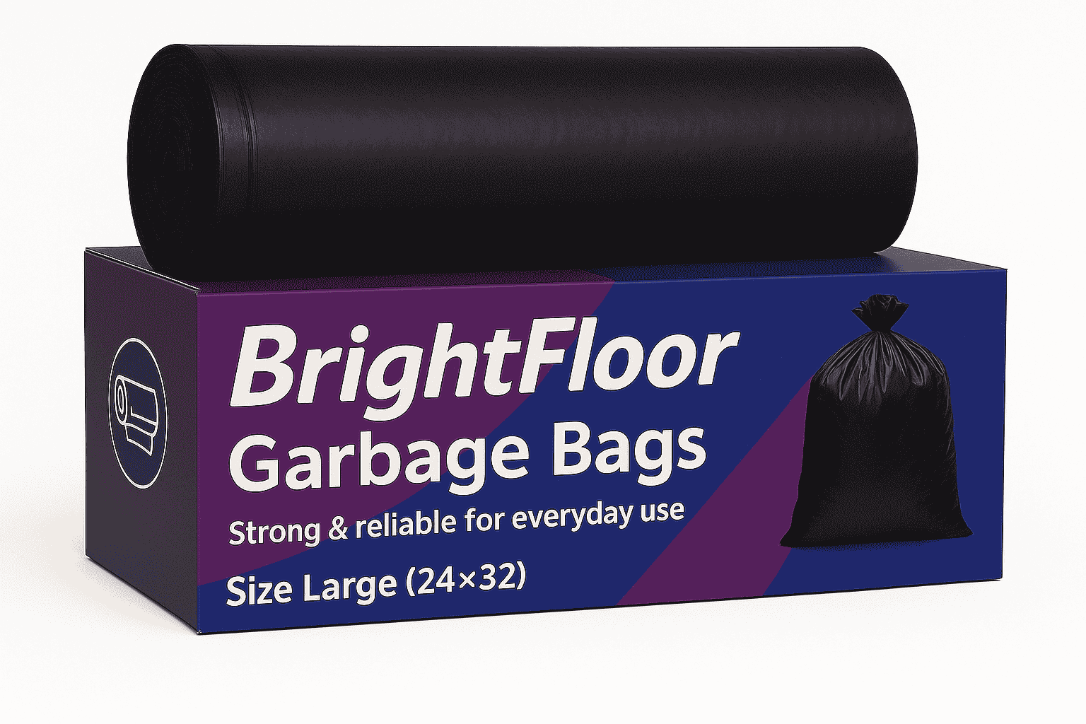 Bright Floor Large Size Garbage Bags (24x32 Inches) | Heavy Duty Black Trash Bags | Leak-Proof & Odor-Resistant | Pack of 30 | For Home, Office & Commercial Use