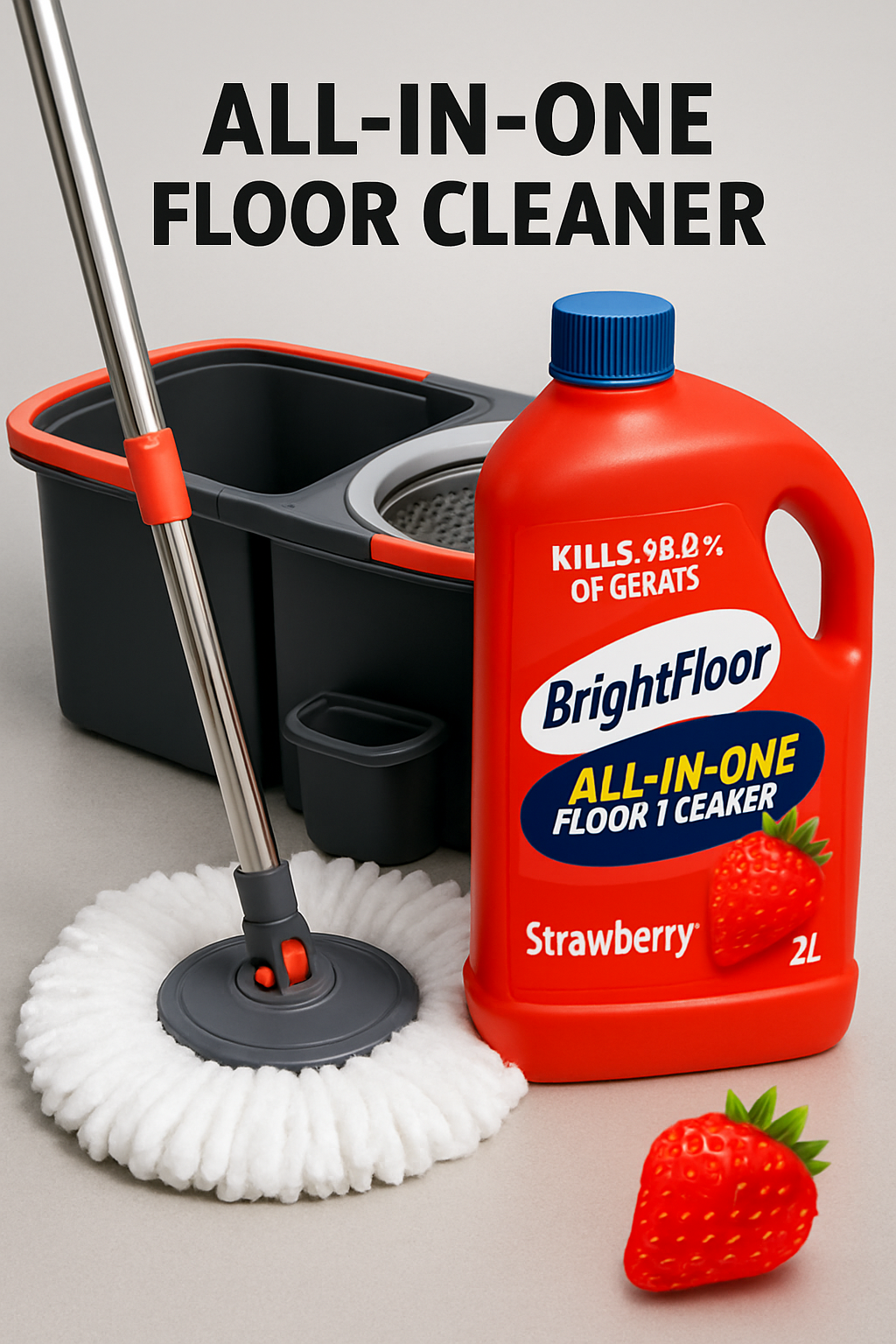  Bright Floor Ultimate Cleaning Combo – Spin Mop Set + 2L Strawberry Floor Cleaner
