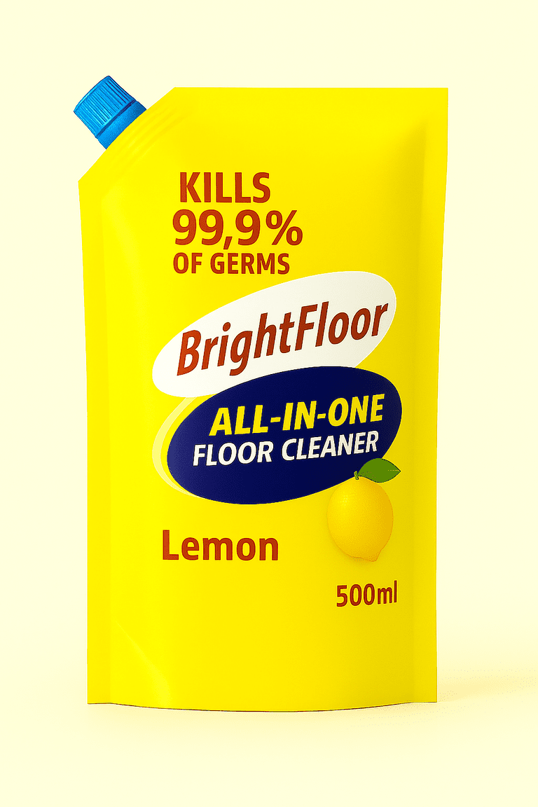 Bright Floor Premium All-in-One Floor Cleaner – Lemon Scent | 500ml Refill Pouch