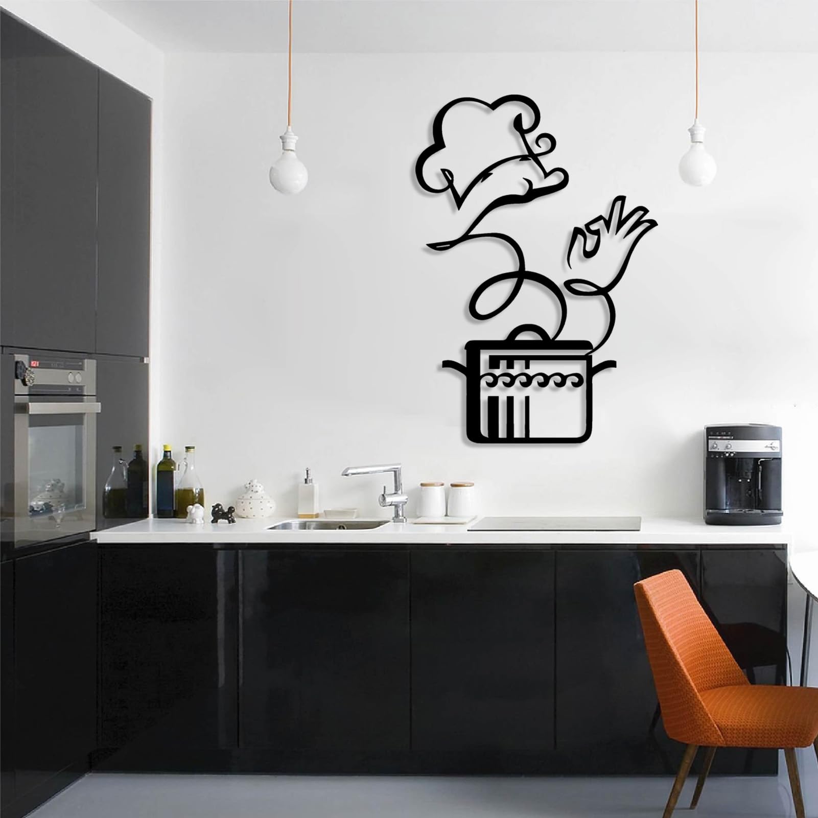 Modern Chef Metal Kitchen Wall Décor (Black)