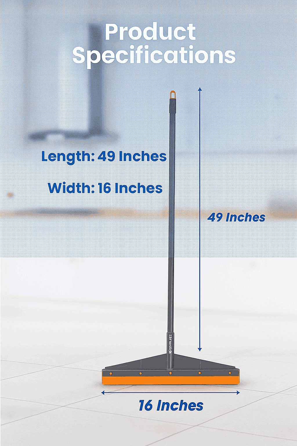 Bright Floor Heavy-Duty Floor Wiper – 16 Inch Wide Blade, 49 Inch Long Handle