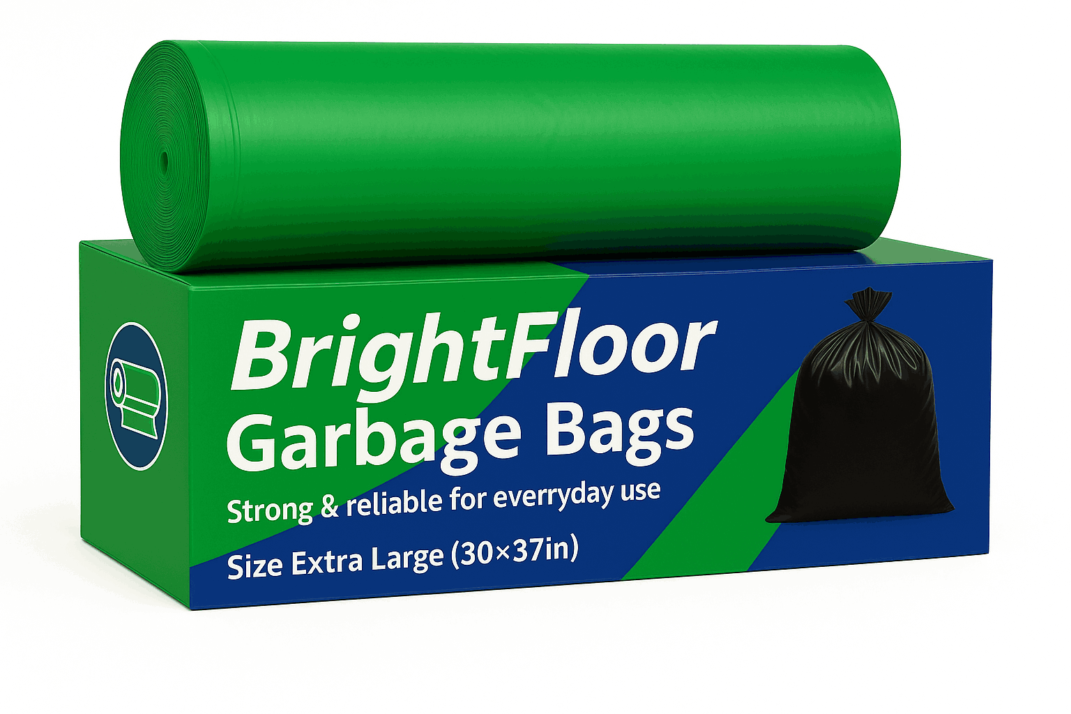 Bright Floor Heavy Duty Garbage Bags – Small Size (17x19in) | Leak-Proof | Strong Plastic Roll – Green Color | Ideal for Bathroom, Desk & Travel Bins