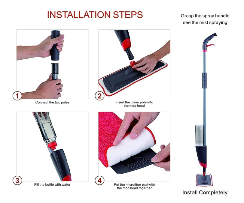 Bright Floor Spray Mop with Refillable Bottle & Microfiber Pad – Lightweight, Easy-to-Use Cleaning Mop for Home, Kitchen & Tiles