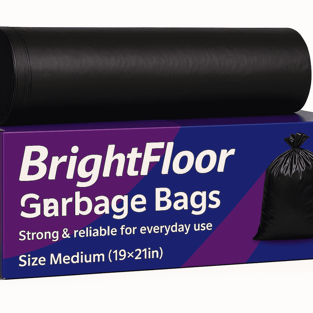 Bright Floor Medium Size Garbage Bags (19x21 Inches) | Heavy Duty Black Trash Bags | Leak-Proof & Odor-Resistant | Pack of 30 | For Home, Office & Commercial Use