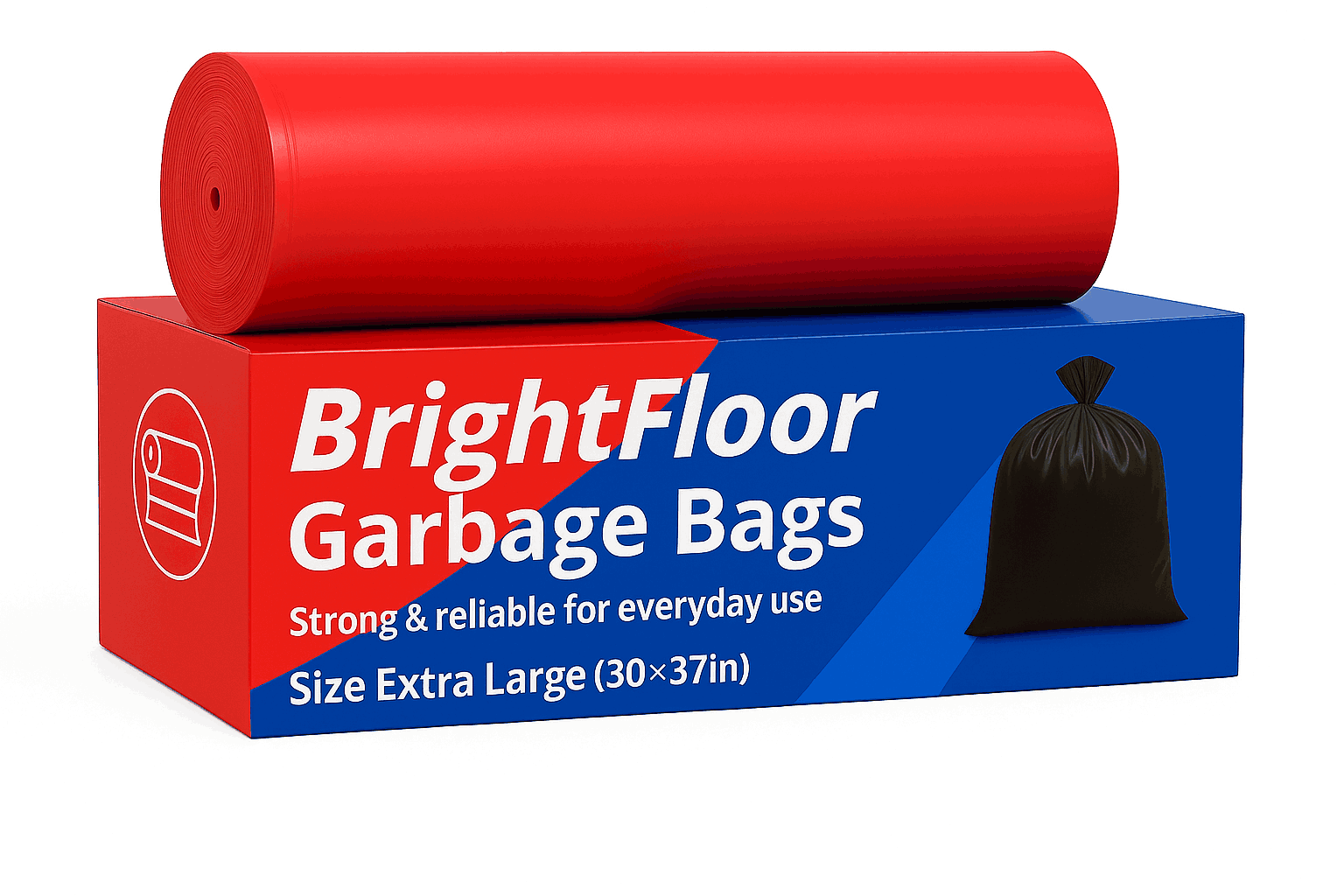 Bright Heavy Duty Floor Garbage Bags Red– Large Size (24x32in) | Heavy Duty | Multi-Layer Strength | Ideal for Homes, Restaurants & Clinics – 1 Roll