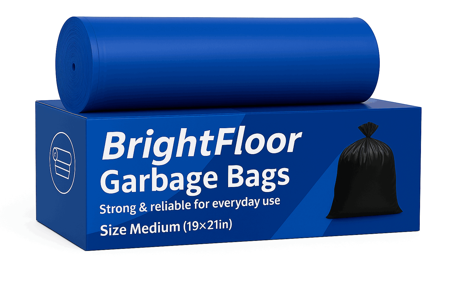  Bright Floor Heavy Duty Garbage Bags – Medium Size (19x21in) | Durable, Leak-Resistant | Blue Plastic Roll | Ideal for Kitchen & Bedroom Bins