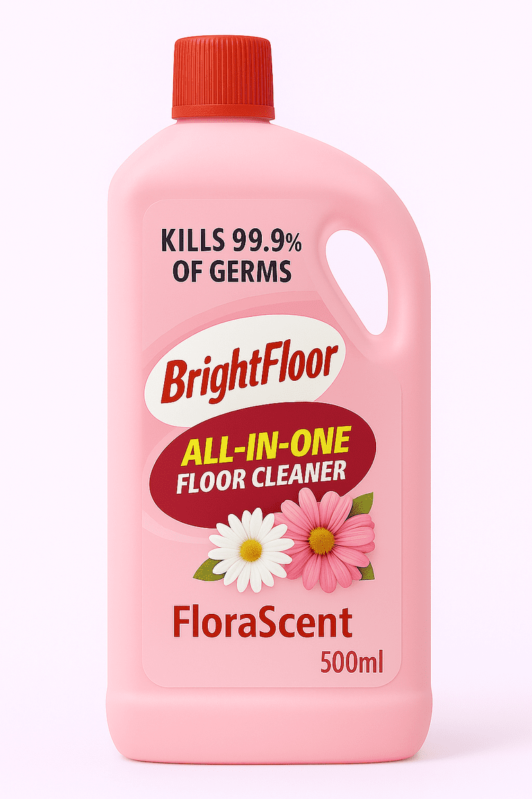 Bright Floor  Premium Flora Scent All-in-One Floor Cleaner – 500ml | Floral Scent | Kills 99.9% of Germs | Multipurpose Surface Cleaner for Home, Office & Bathroom