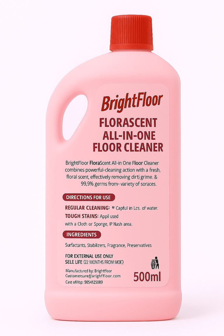 Bright Floor  Premium Flora Scent All-in-One Floor Cleaner – 500ml | Floral Scent | Kills 99.9% of Germs | Multipurpose Surface Cleaner for Home, Office & Bathroom