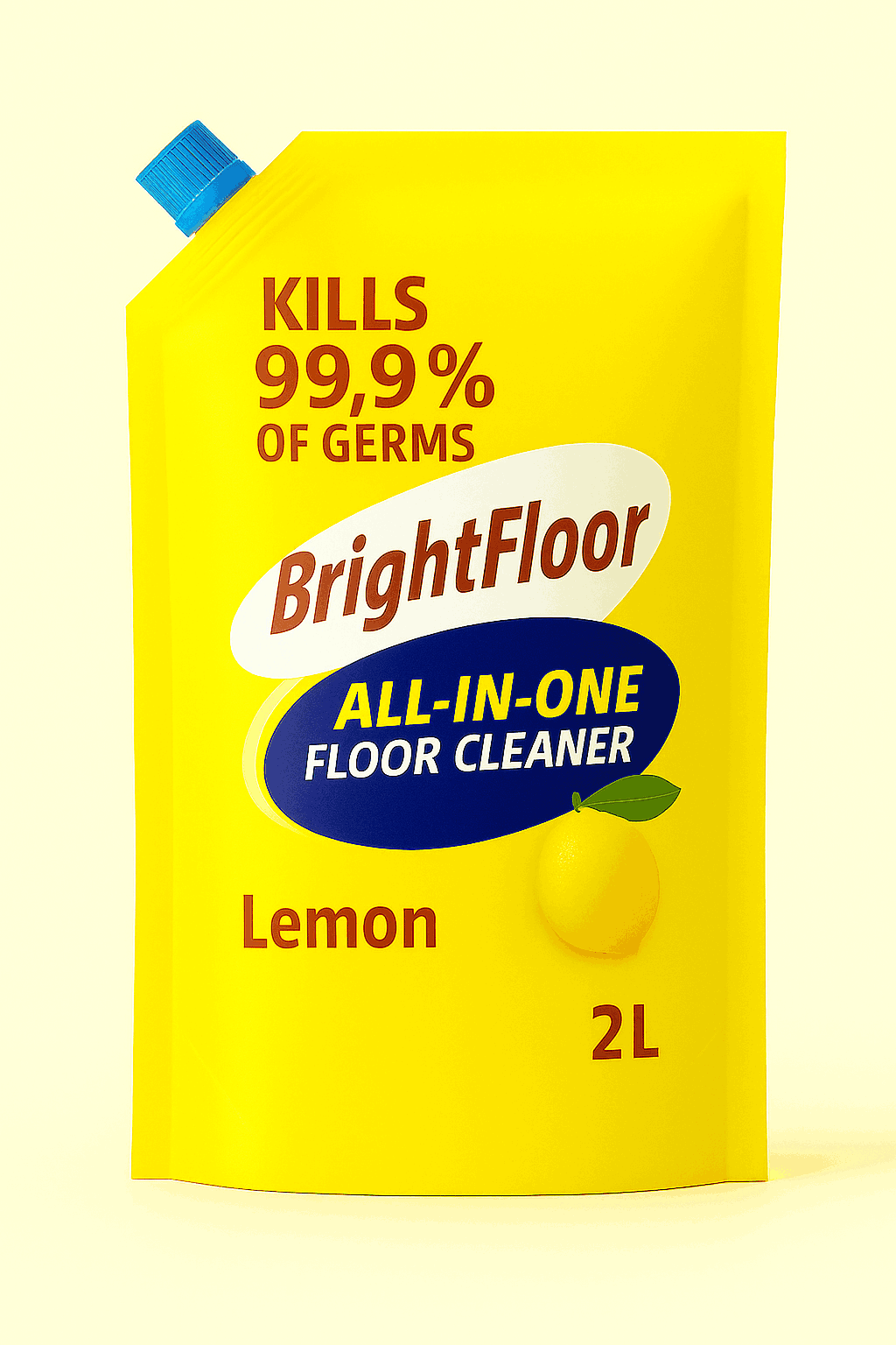 Bright Floor® All-in-One Premium Floor Cleaner – Lemon Fragrance (2L Refill Pouch)