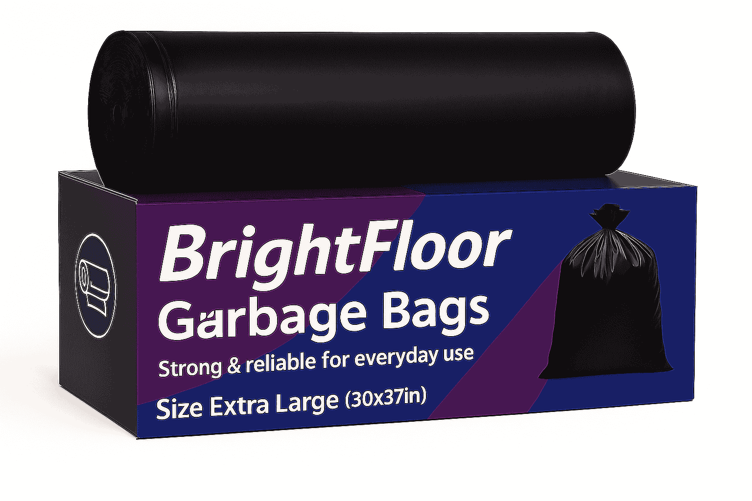 Bright Floor Extra Large Garbage Bags (30x37 Inches) | Heavy Duty Black Trash Bags | Leak-Proof & Odor-Resistant | |Black| Pack of 30 | For Home, Office & Industrial Use