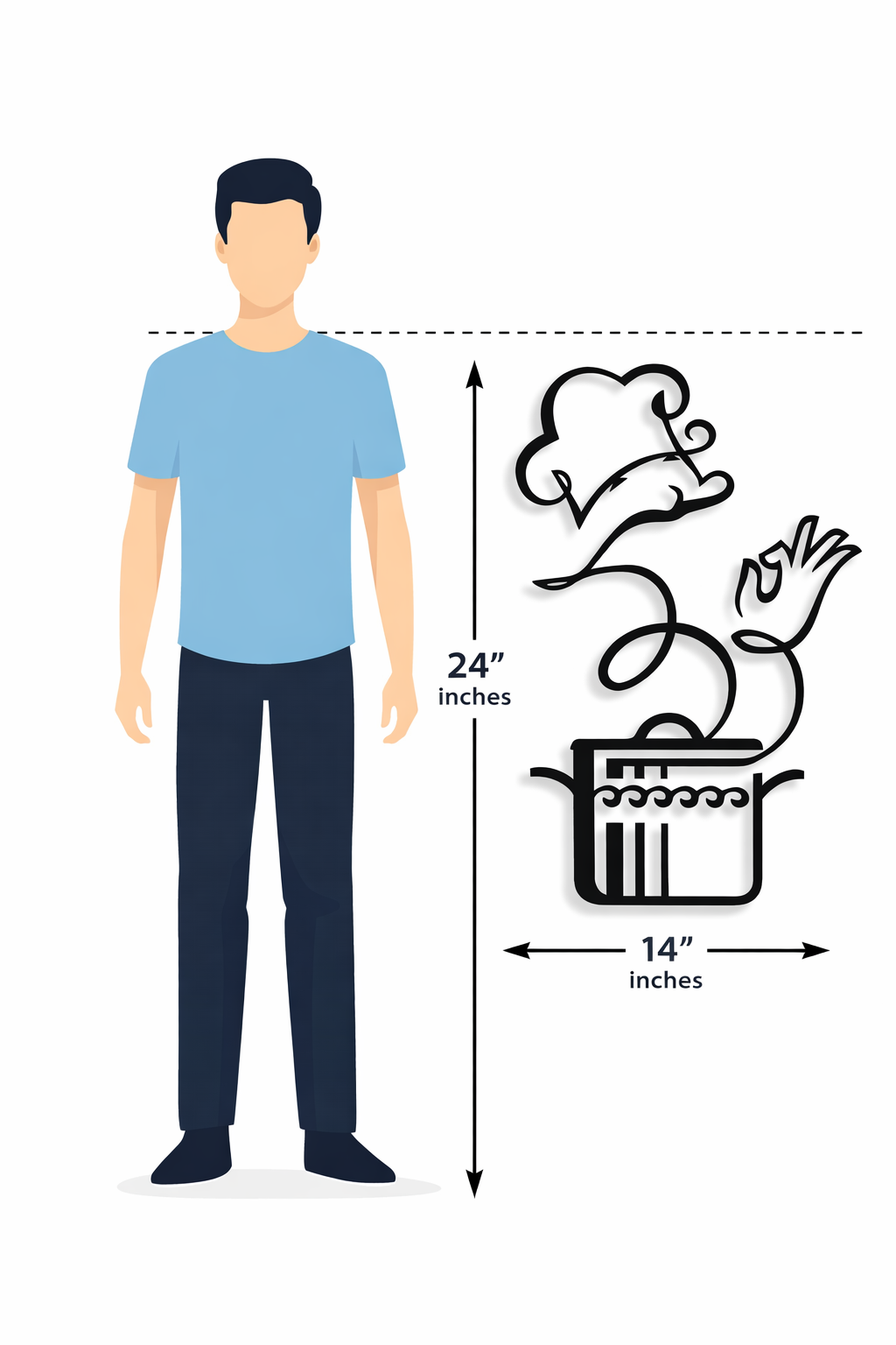 Modern Chef Metal Kitchen Wall Décor (Black)