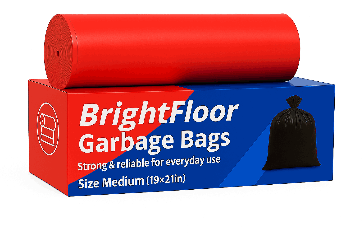 Bright Floor Heavy Duty Garbage Bags – Medium Size (19x21in) | Strong & Leak-Proof | Everyday Dustbin Use | 1 Roll