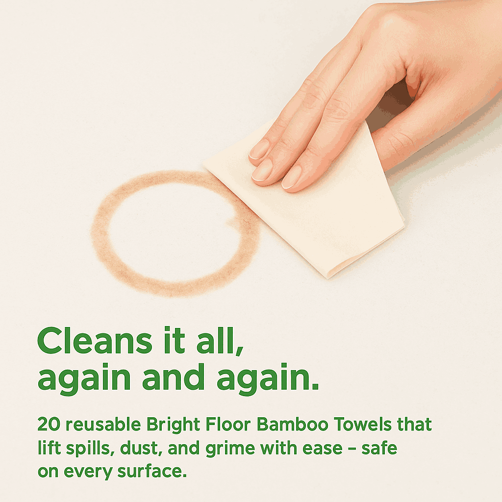 Bright Floor 20-Piece Reusable Bamboo Kitchen Towel Roll – Super Absorbent, Washable, Eco-Friendly | 100% Bamboo | Ultra-Strong Multi-Purpose Cleaning Towels