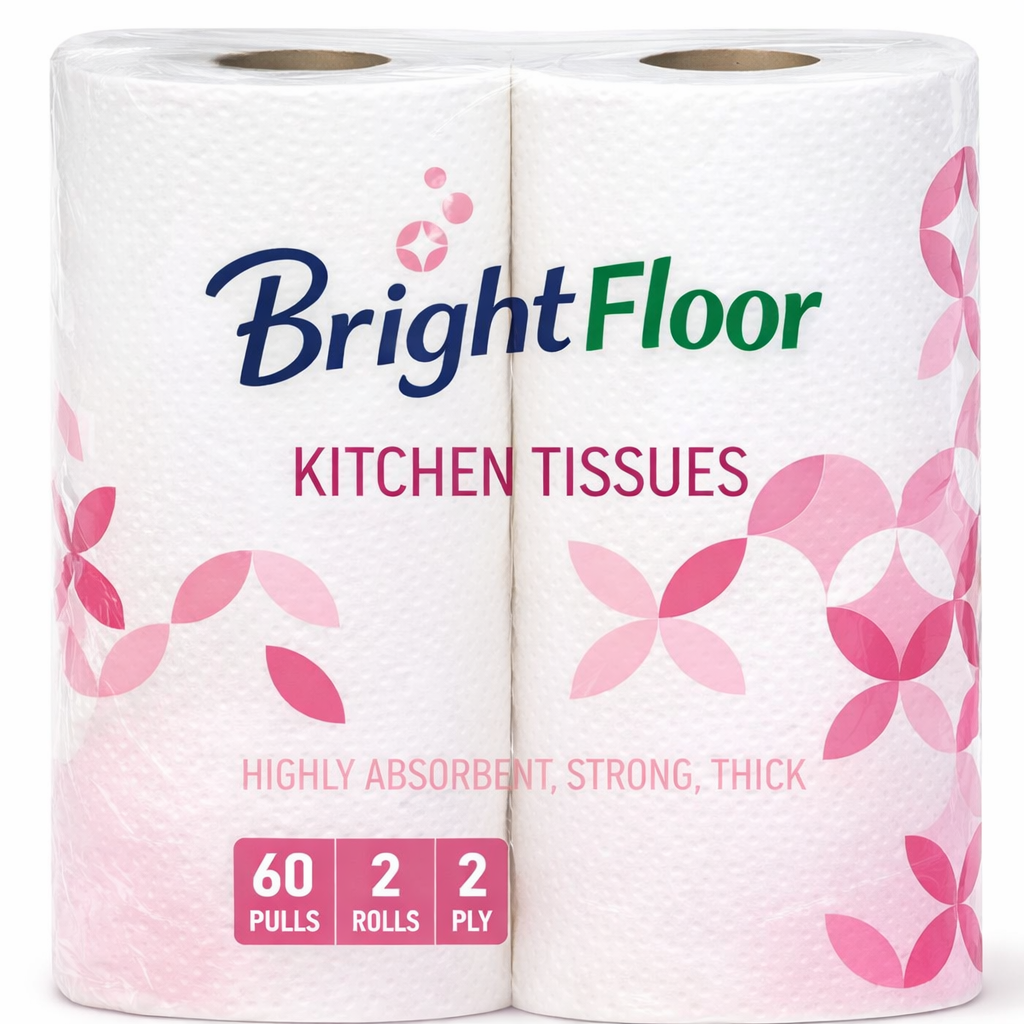 Bright Floor Premium Kitchen Tissues – 2 Rolls (120 Sheets Total)