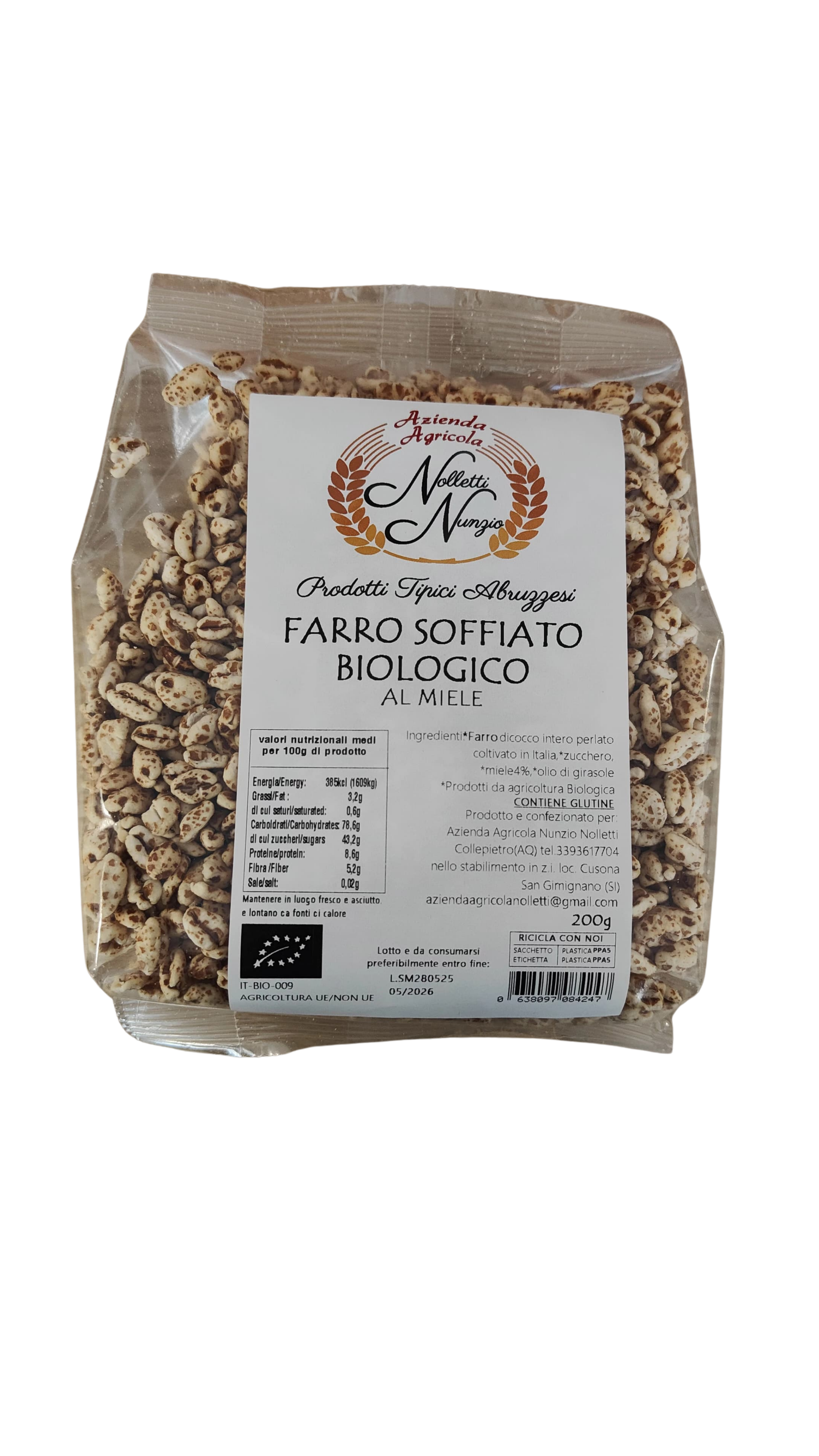Farro soffiato biologico al miele 200gr