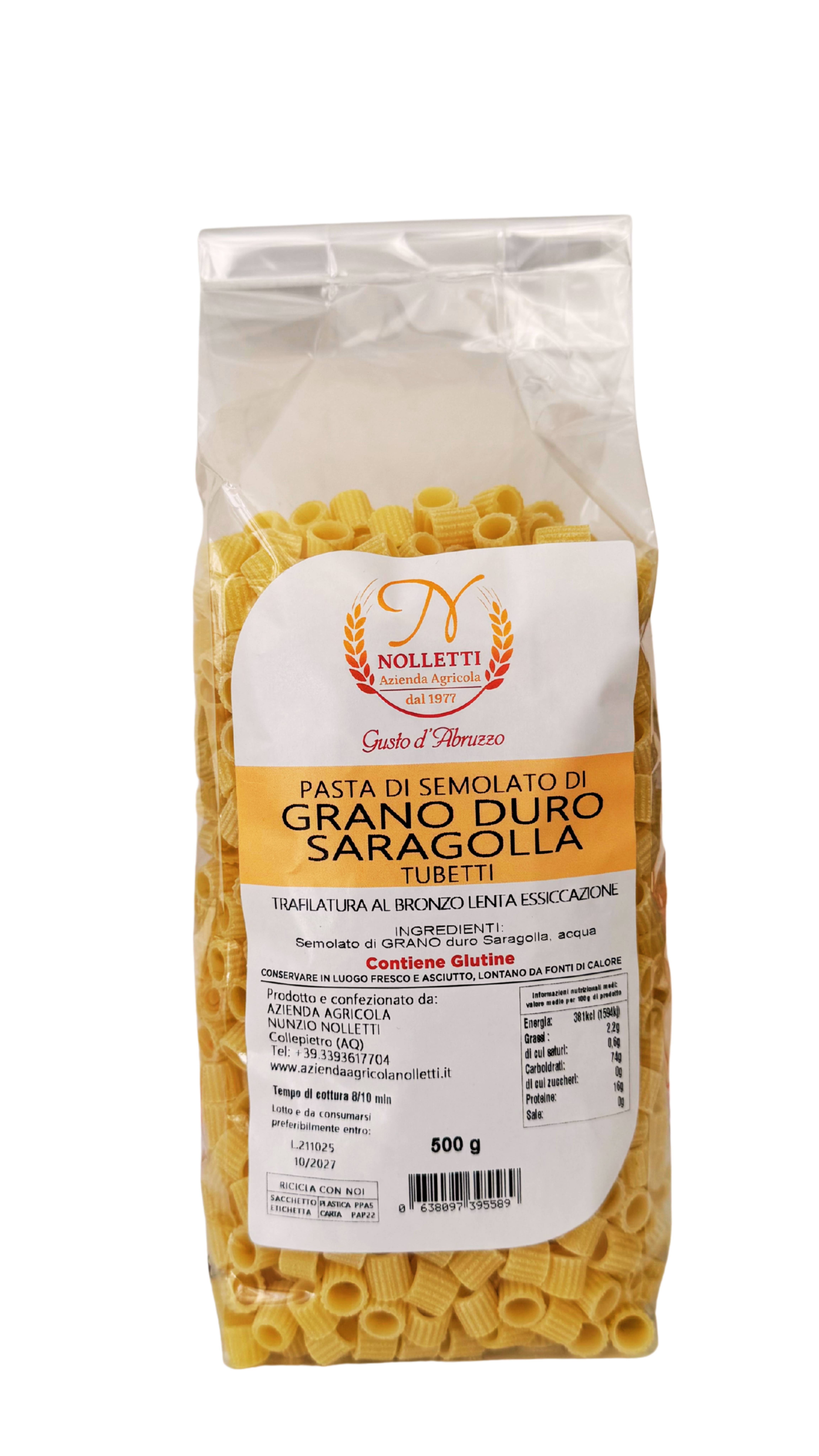 TUBETTI - PASTA DI SEMOLATO DI GRANO DURO SARAGOLLA