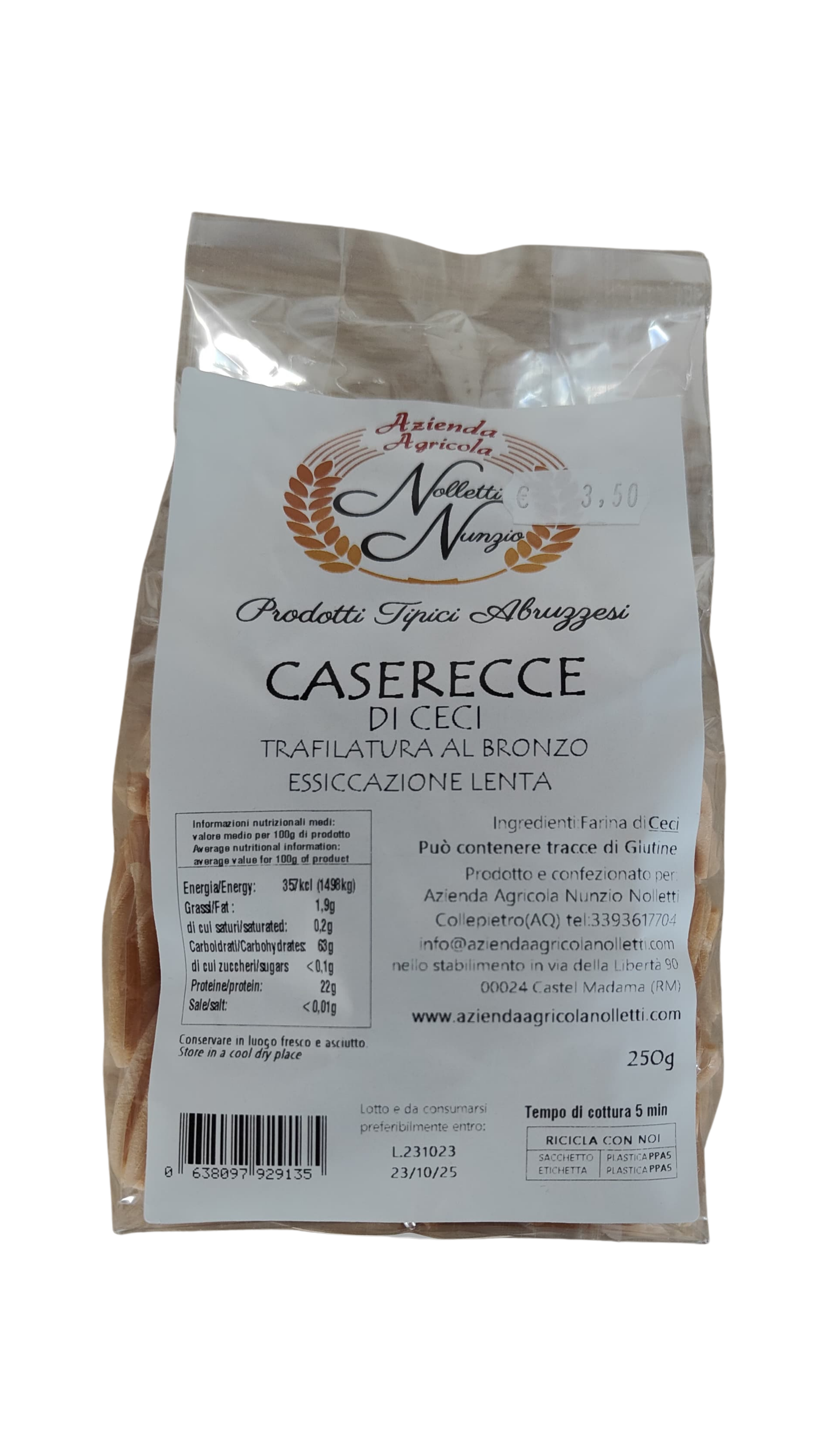 Caserecce di ceci biologiche 250gr