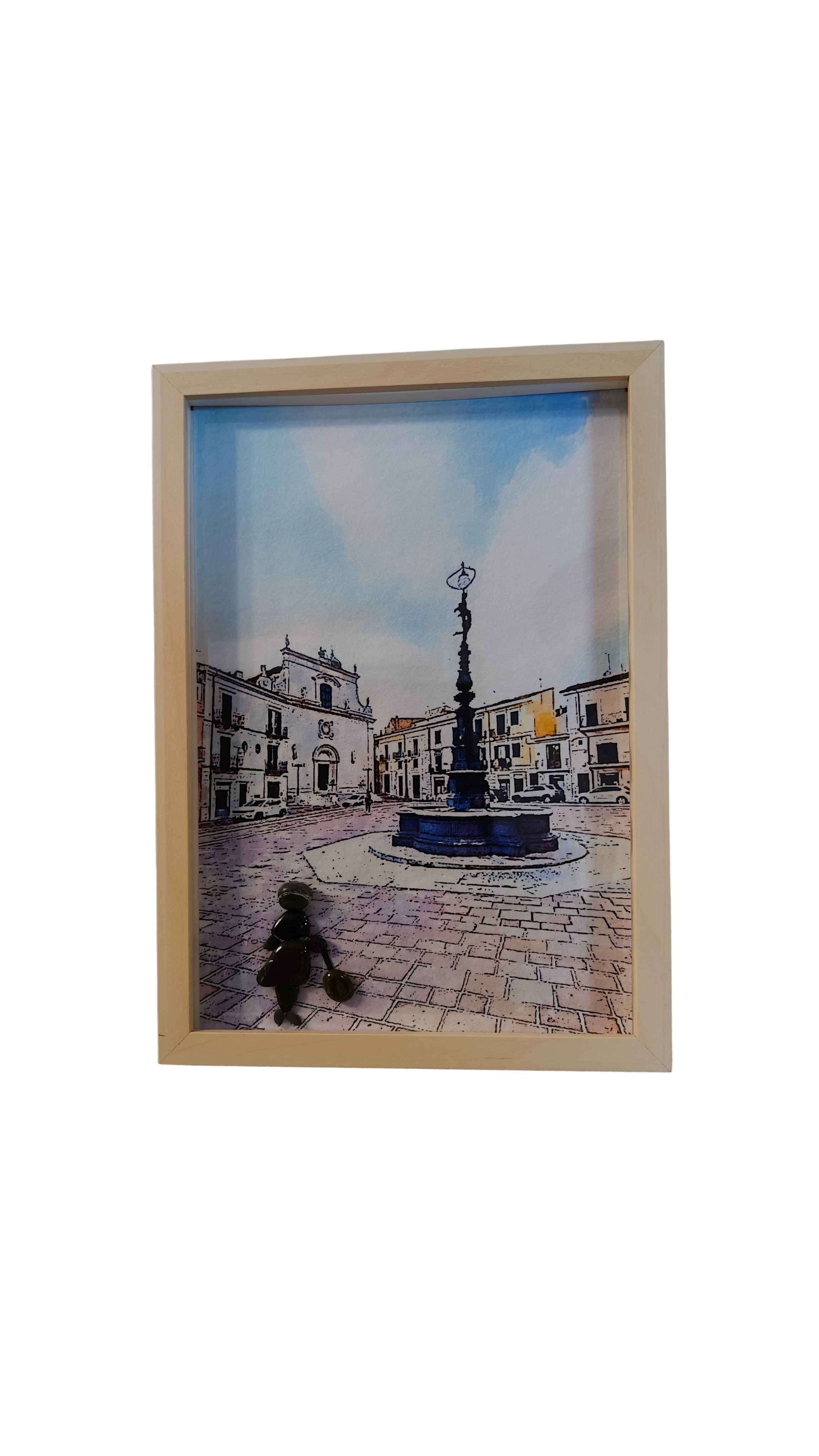 Quadro artigianale con sassi naturali dell’Abruzzo - Piazza della libertà