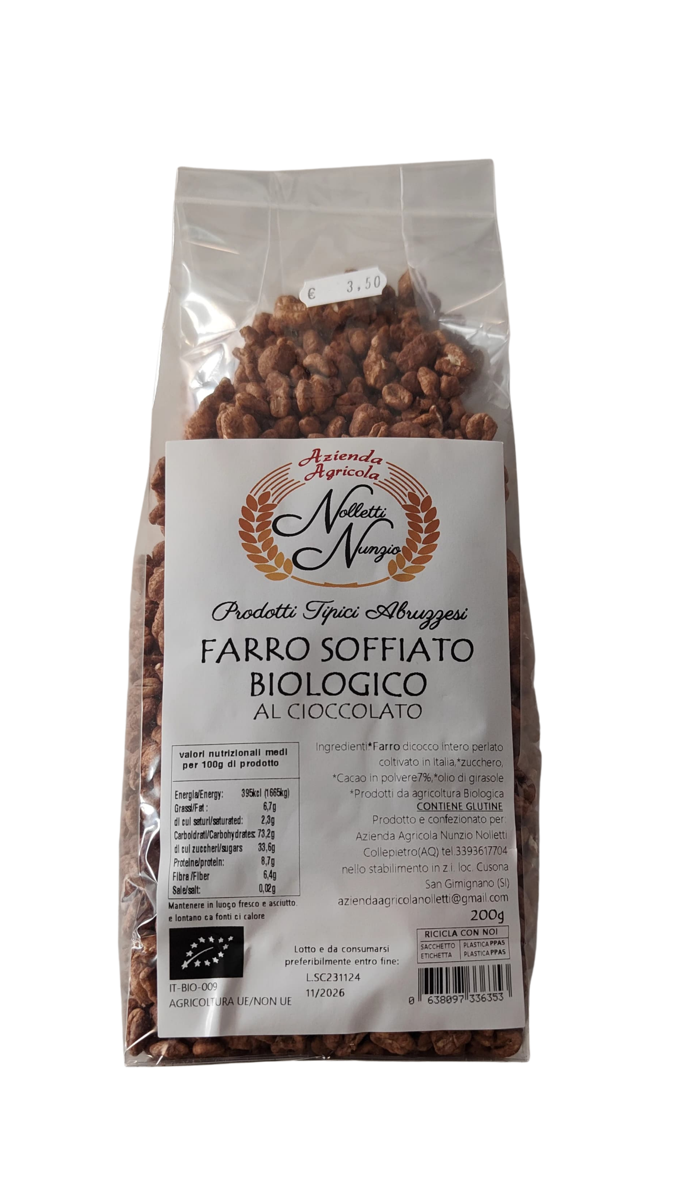 Farro soffiato biologico al cioccolato 200gr  