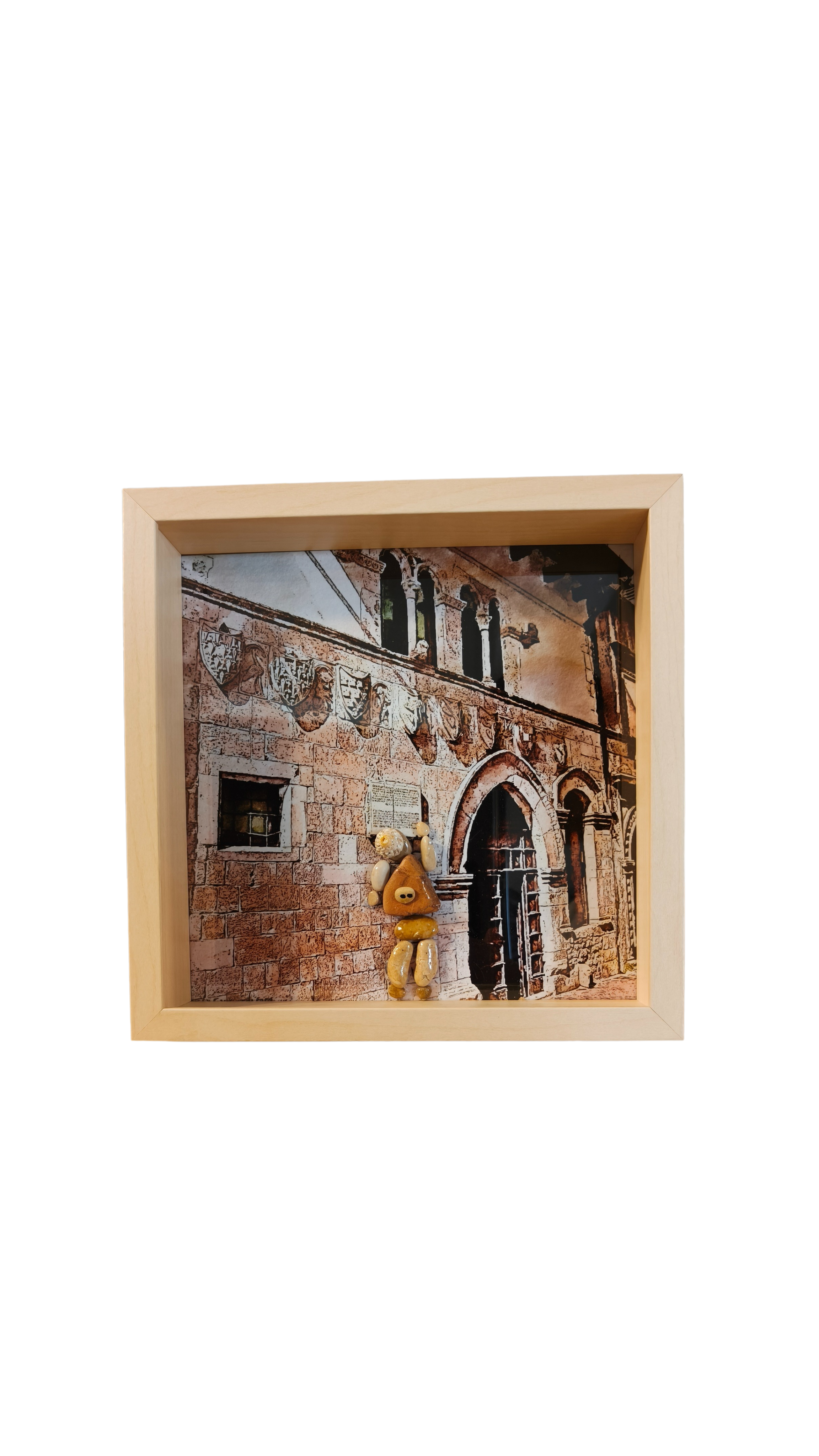 Quadro artigianale con sassi naturali dell’Abruzzo - Le chiese