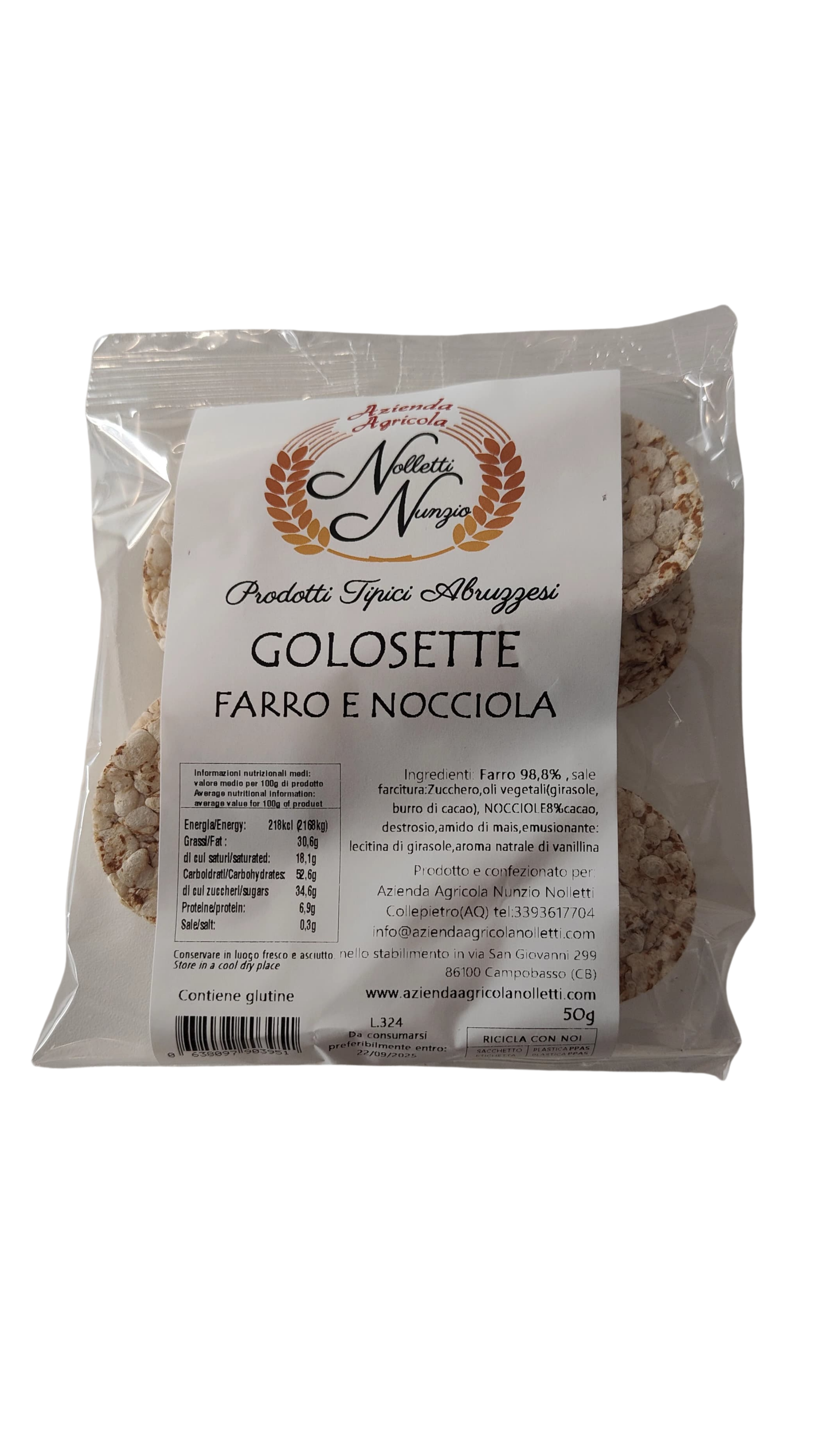 Golosette farro e nocciola 50gr