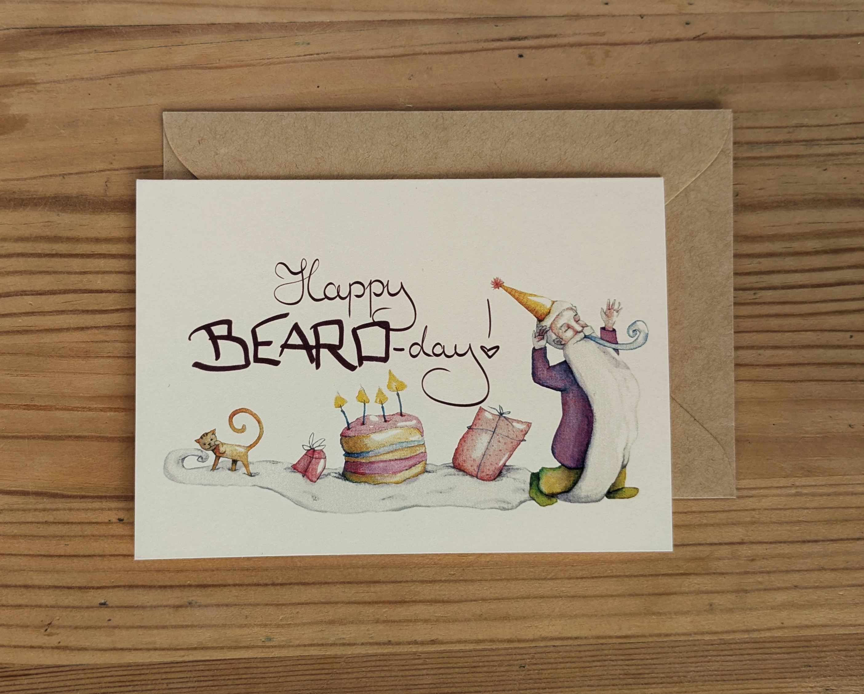 “Happy BEARD-day!” Geburtstagskarte mit Bart-Motiv