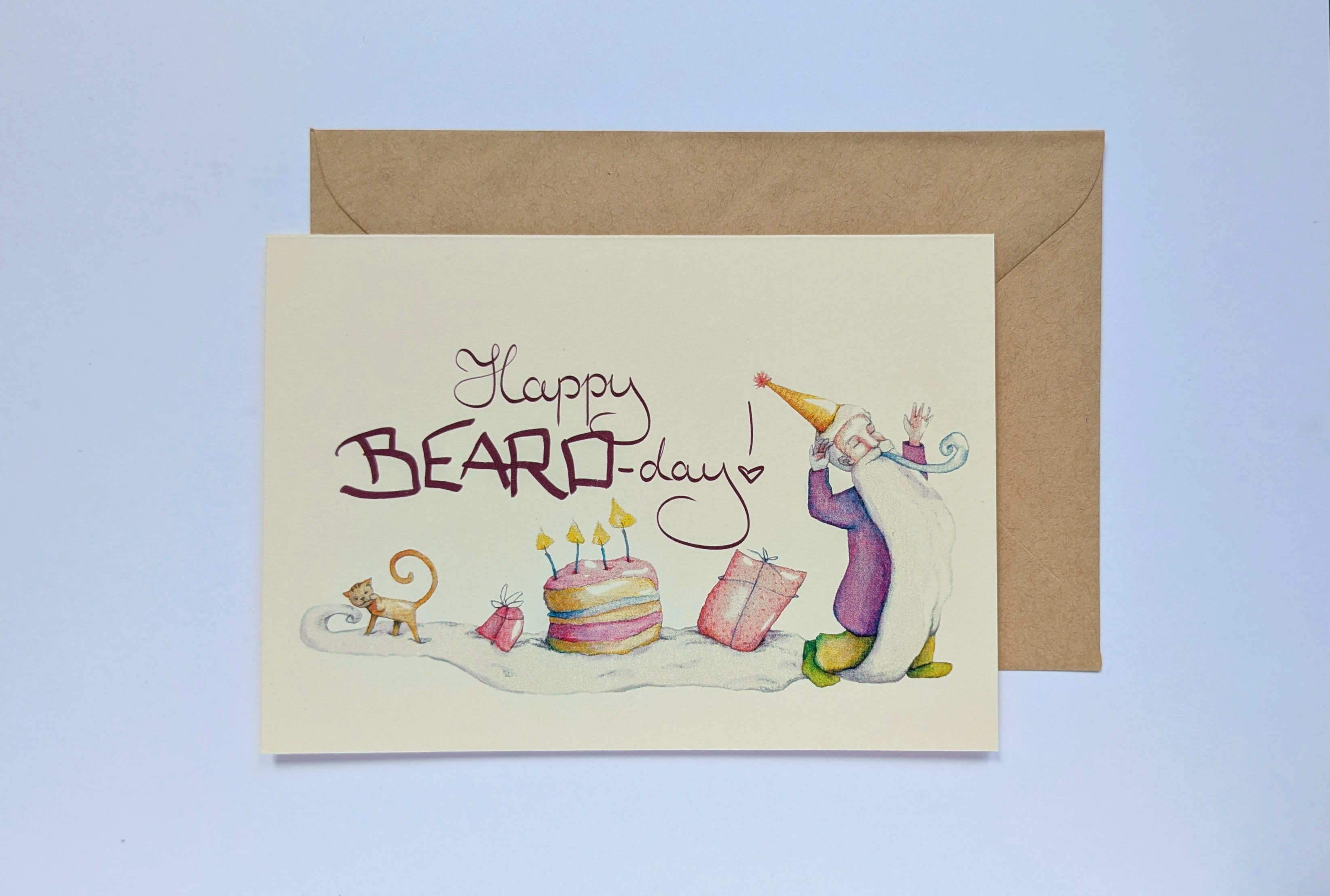 “Happy BEARD-day!” Geburtstagskarte mit Bart-Motiv