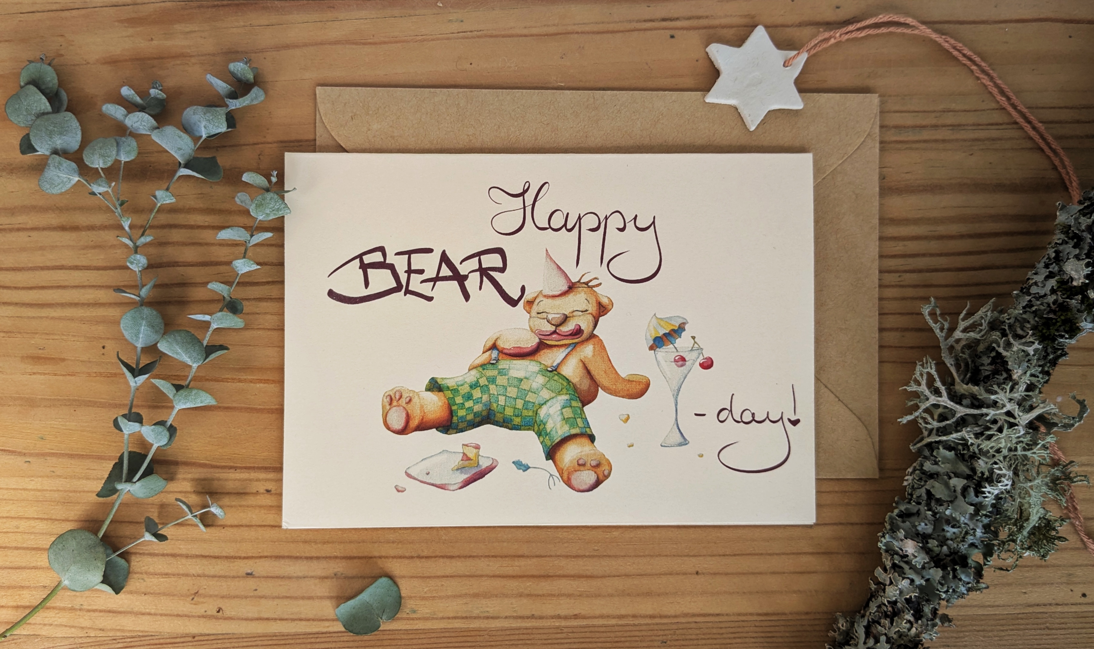 “Happy BEAR-day!” Geburtstagskarte mit Bärenmotiv