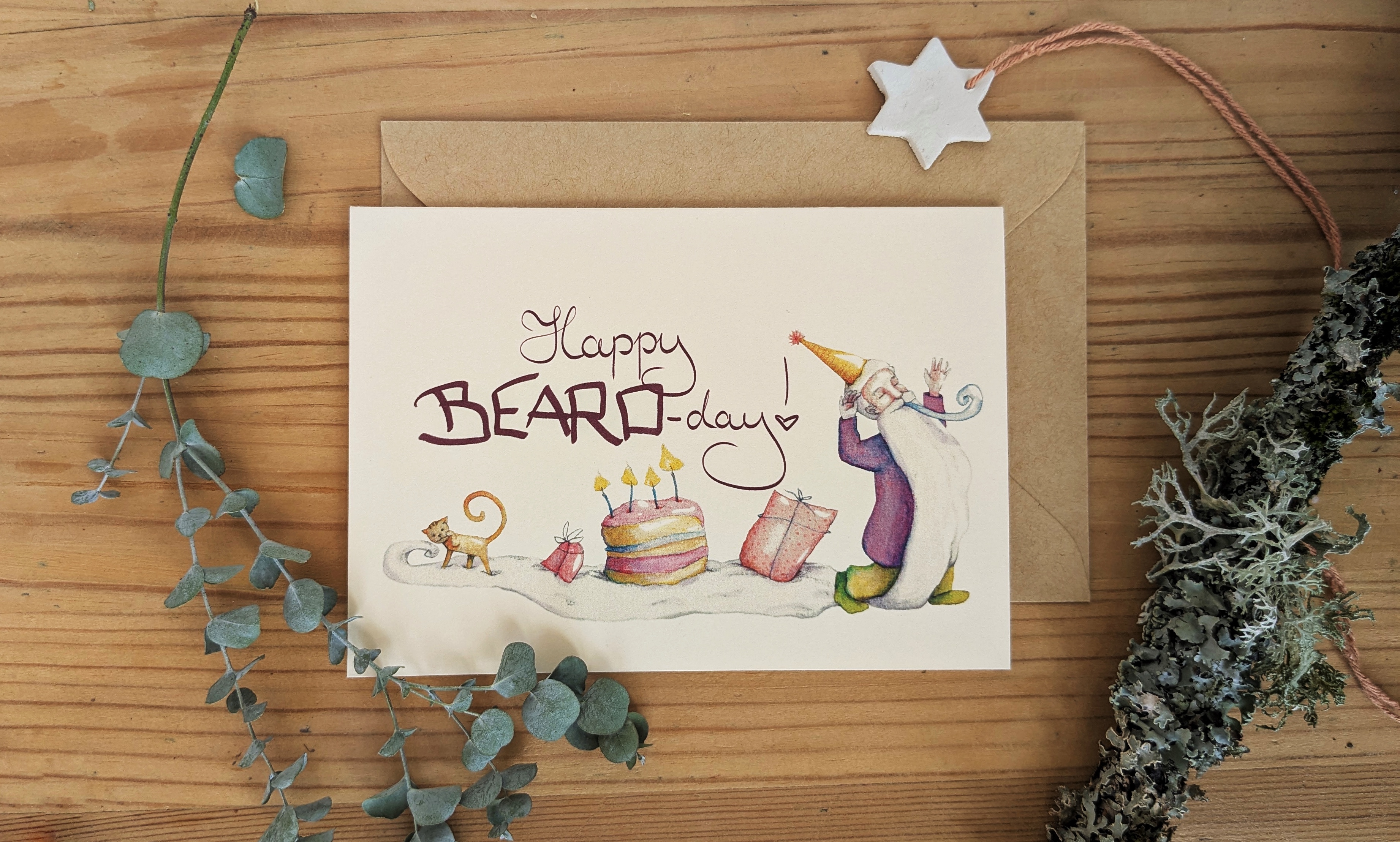 “Happy BEARD-day!” Geburtstagskarte mit Bart-Motiv