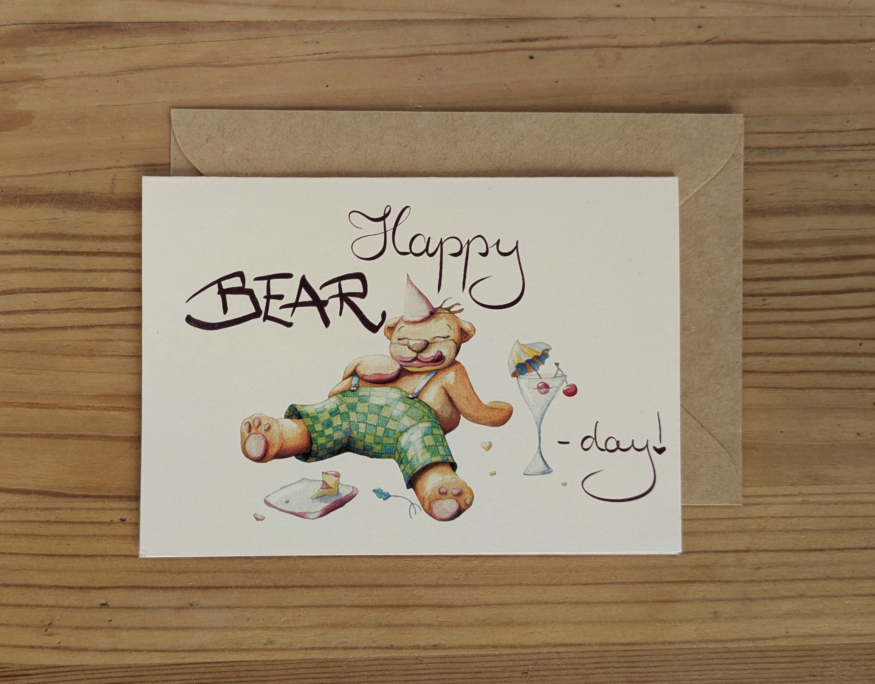 “Happy BEAR-day!” Geburtstagskarte mit Bärenmotiv