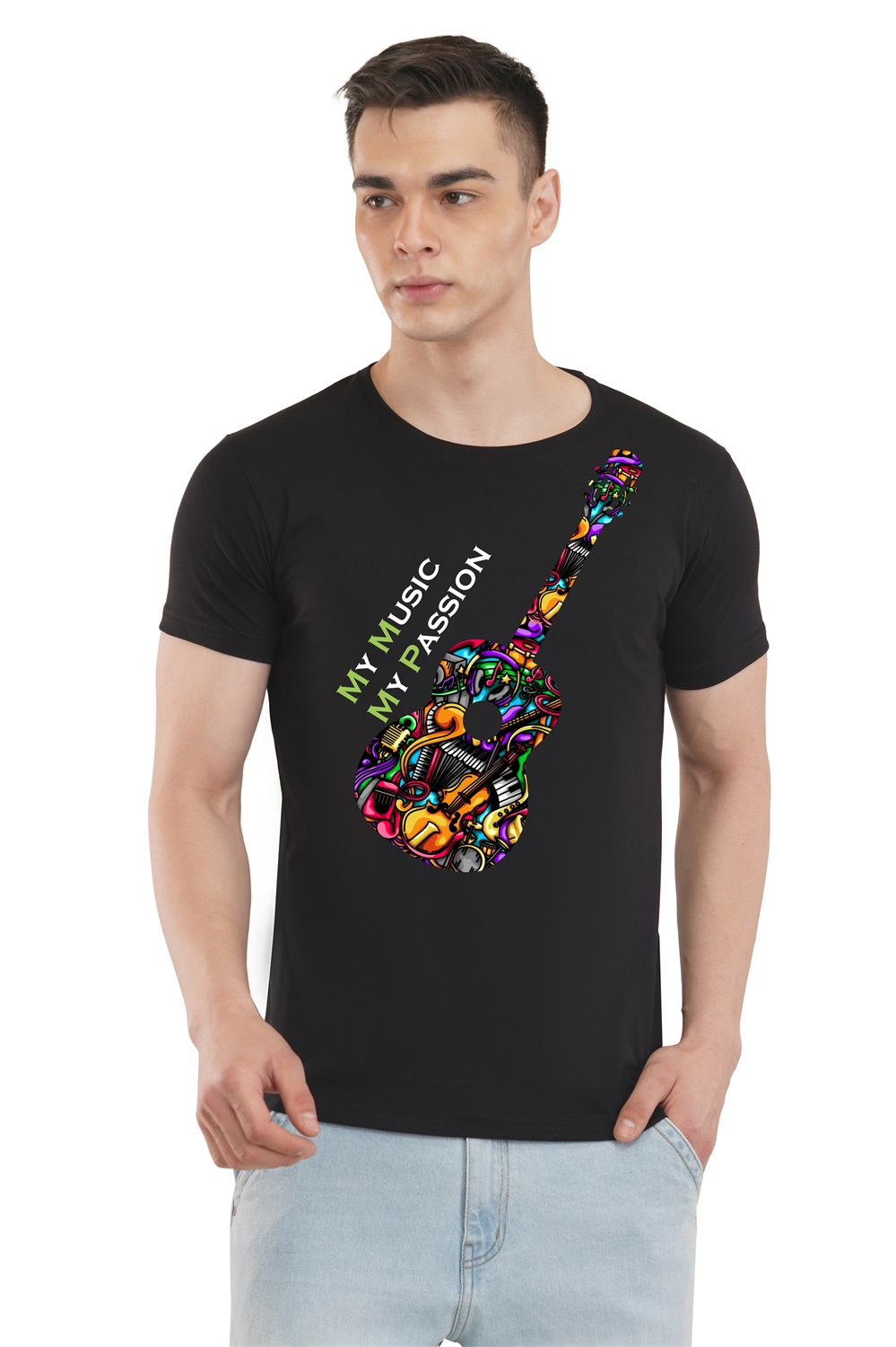 Graphic Guitar Themed T-Shirt