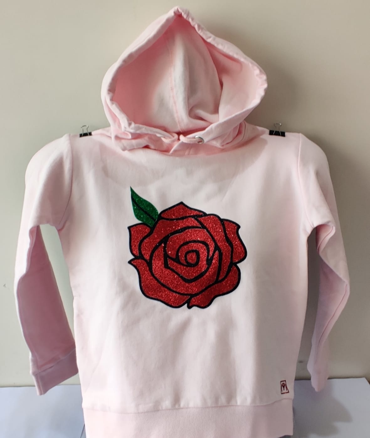 Pink Hoodie with Rose Design