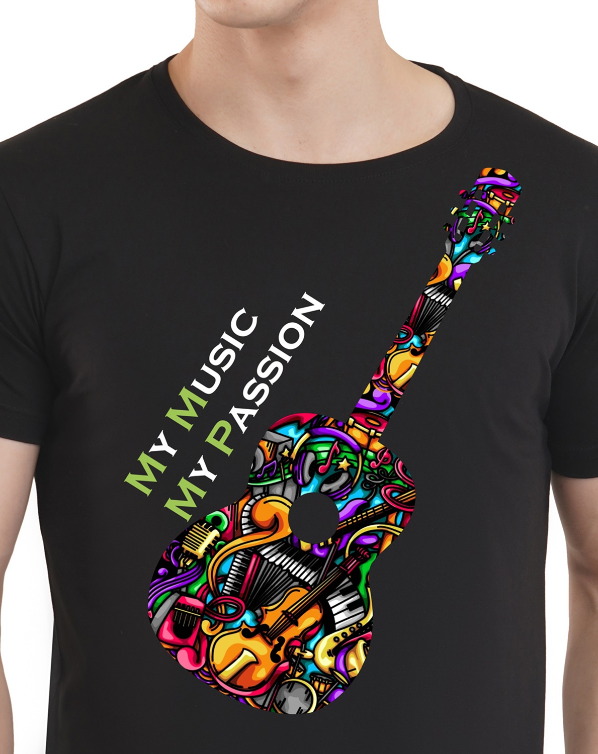 Graphic Guitar Themed T-Shirt