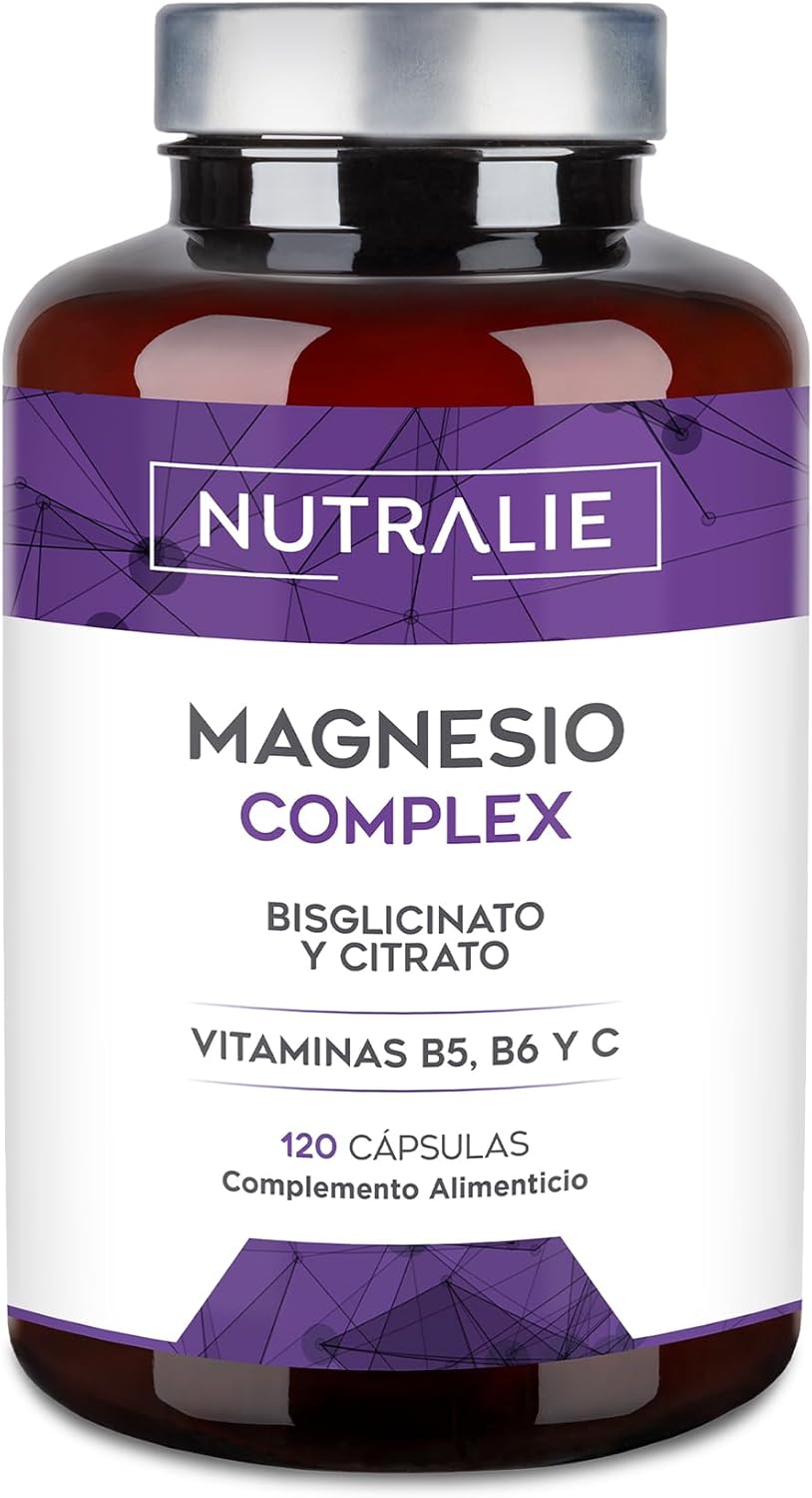 Magnésio Complex Nutralie - Citrato de magnésio 1545 mg magnésio bisglicinato 600 mg - Reduz o cansaço e a fadiga, alivia as articulações e músculos, magnésio alta biodisponibilidade, 120 cápsulas Nutralie