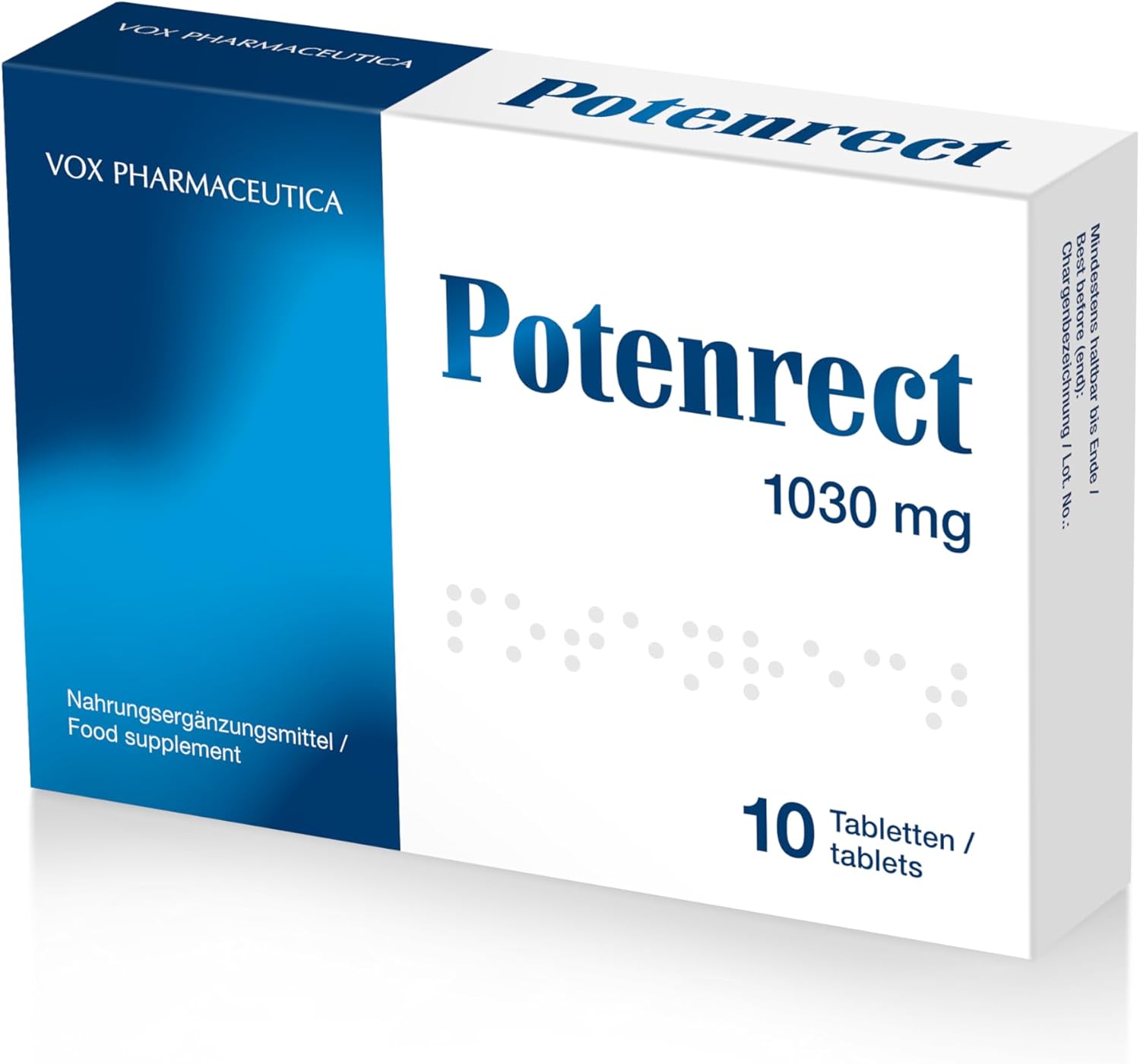 Potenrect 1030 mg - Herbal Complex compactados com Tribulus, Ginseng, Maca e Rhodiola, Fórmula natural de extratos para energia e vitalidade, 10 comprimidos (Tabletes rígidos PT10)