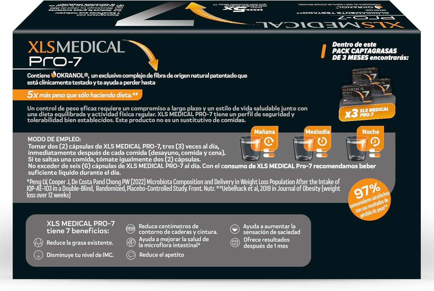 XLS Medical Pro-7 - Pack de 3 meses de tratamento (540 comprimidos). Origem natural. Perde até 5 vezes mais peso do que apenas fazendo dieta