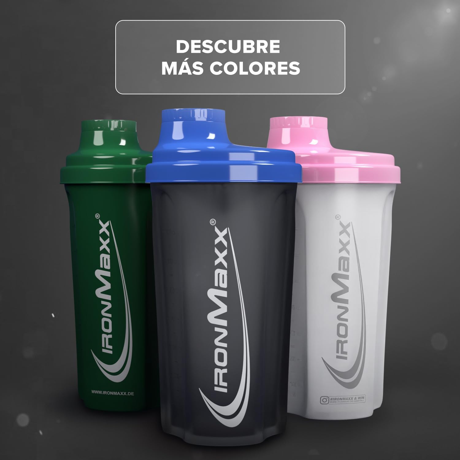 IronMaxx Protein Shaker 700 ml, preto à noite, agitador de proteínas, tampa de rosca, peneira, escala, sem BPA/DEHP, hermético, lavável